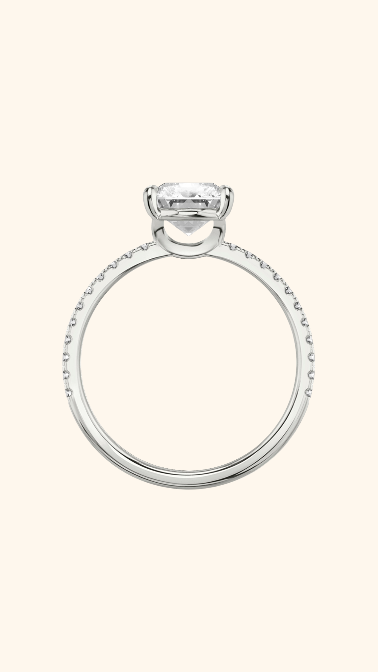 4 Prong Classic Grace Radiant Solitaire Pavé Ring