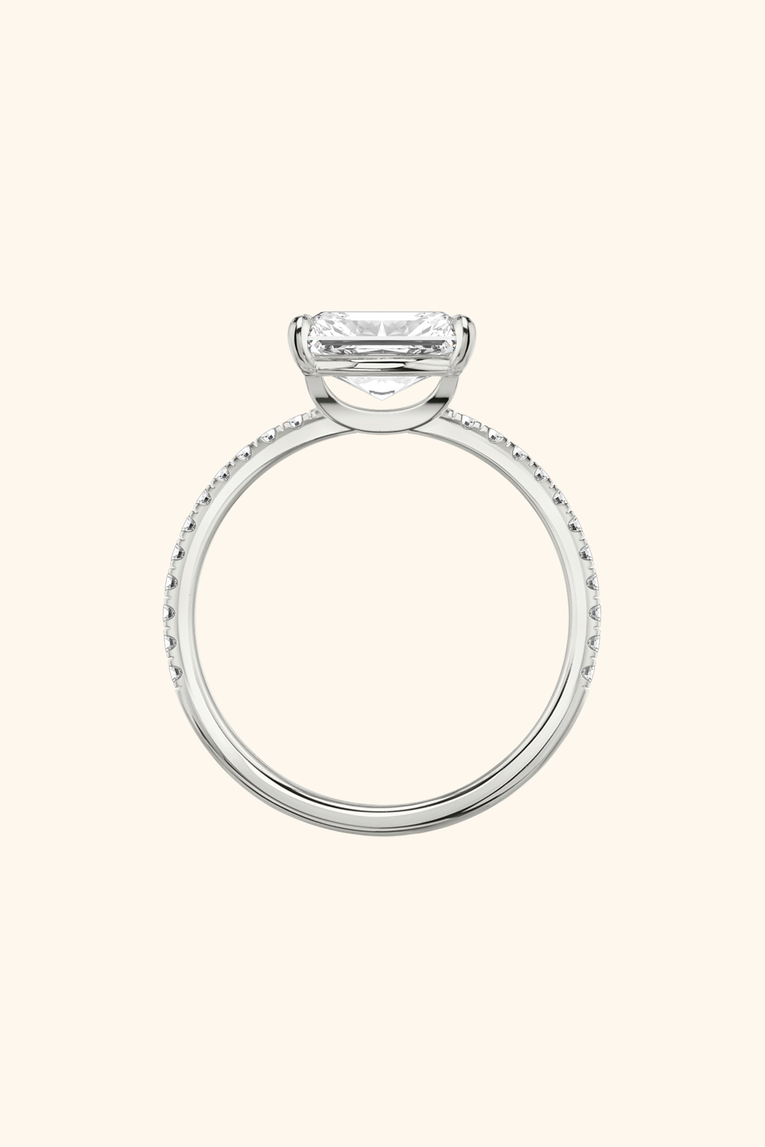 East West Radiant Solitaire Pavé Ring