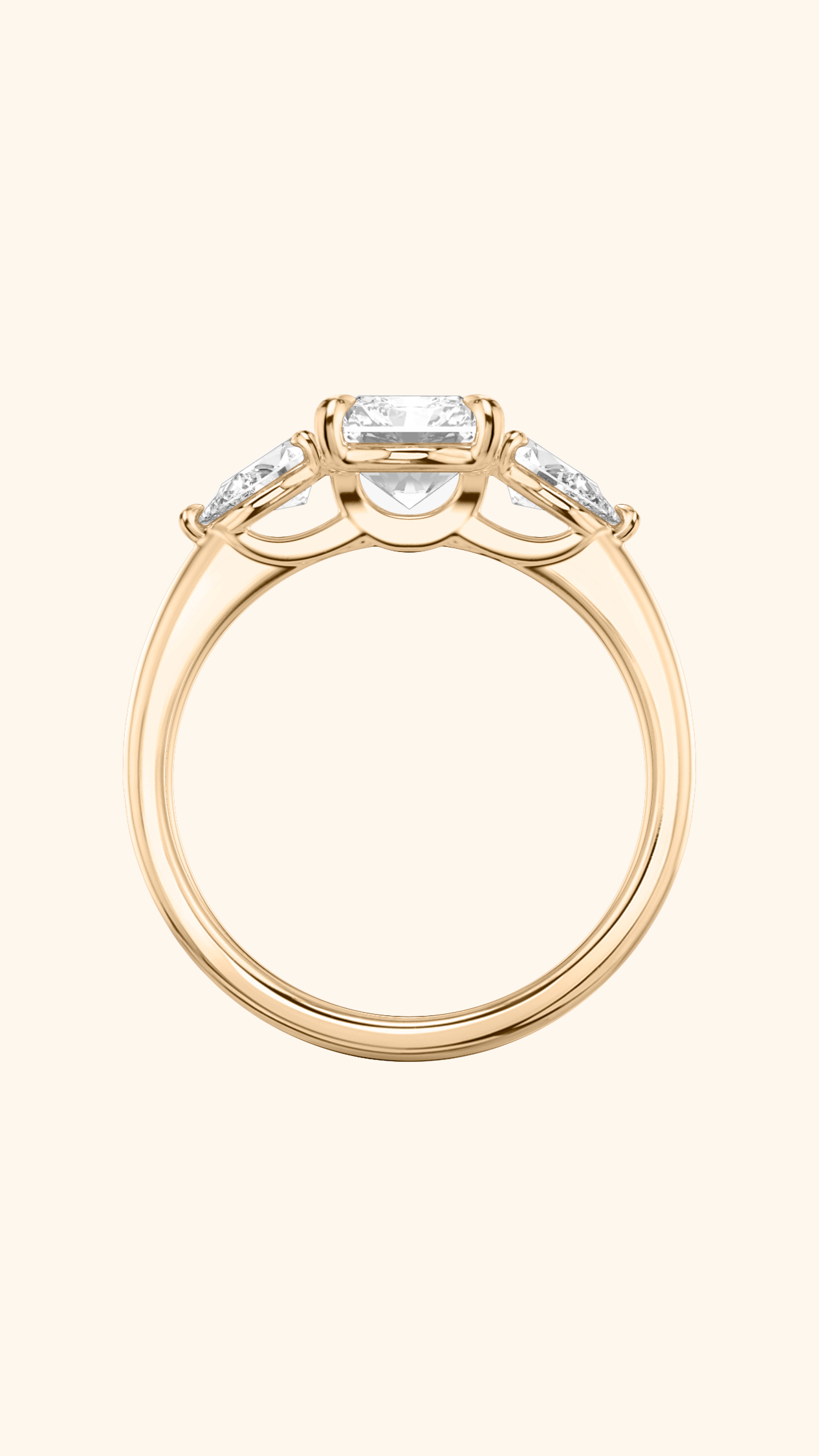 Trilogy Grace Radiant Solitaire Ring with Pear Side Stones