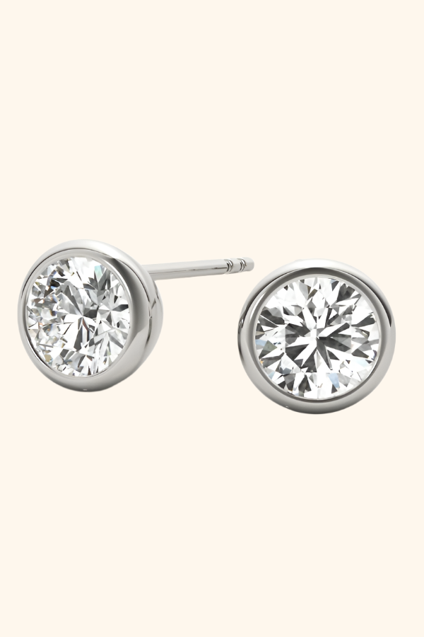 Classic Bezel Diamond Studs set with Round Solitaire