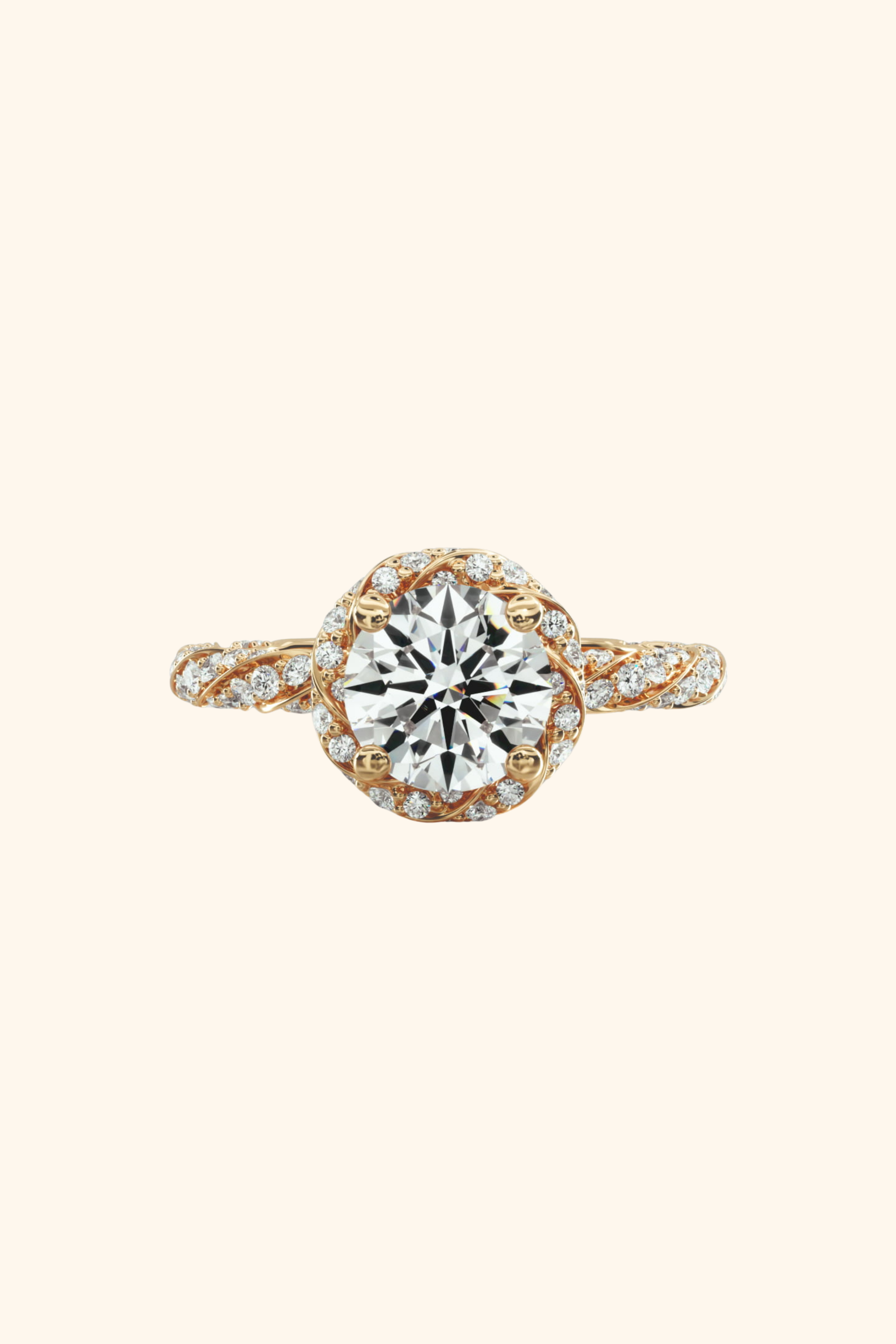 Naomi Twisted Pavé Diamond Halo Ring