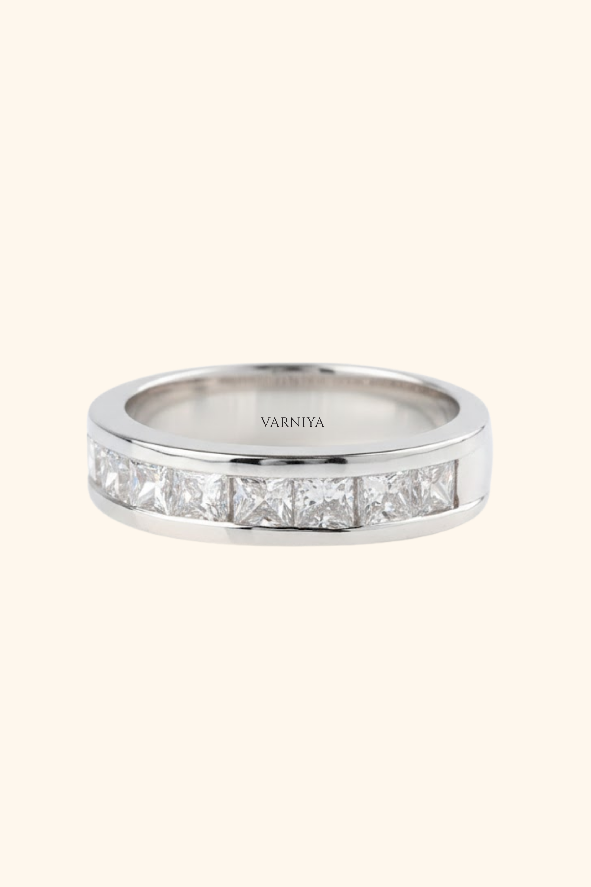 Channel Set Princess Cut Wedding Band