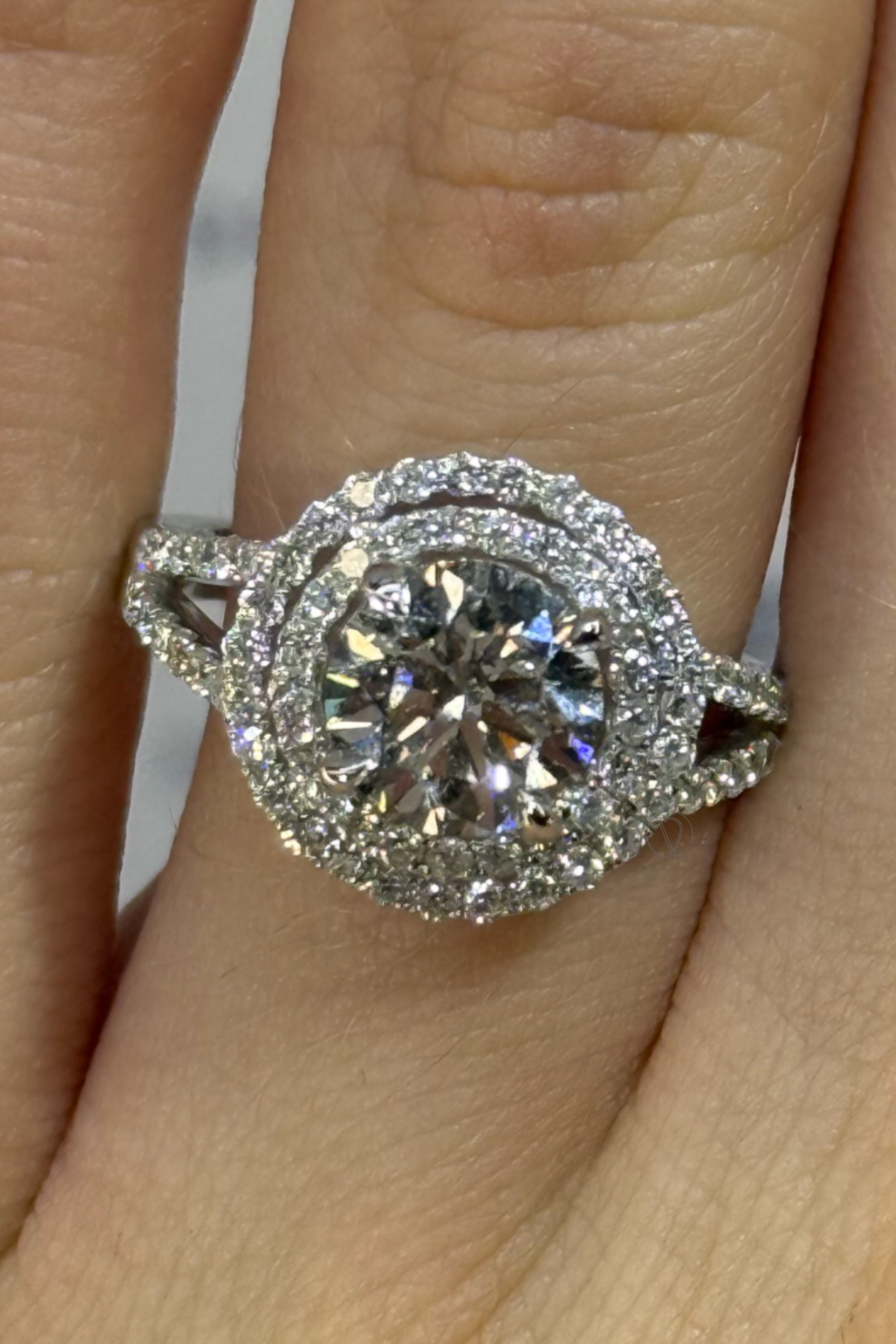 Aura Double Halo Split Band Ring