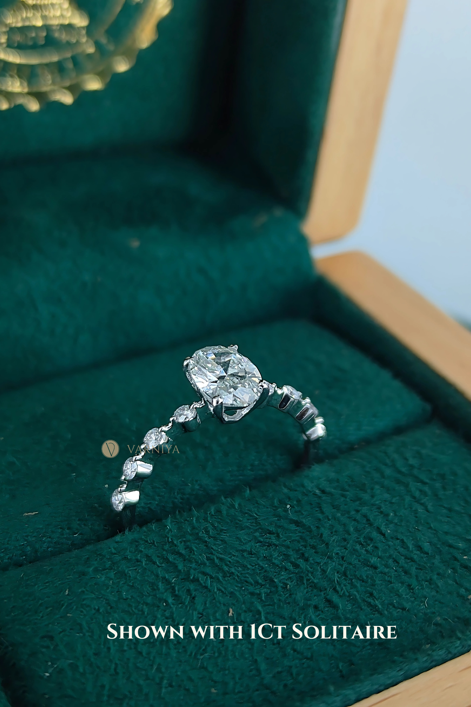 Adelina Oval Solitaire Pavé Ring