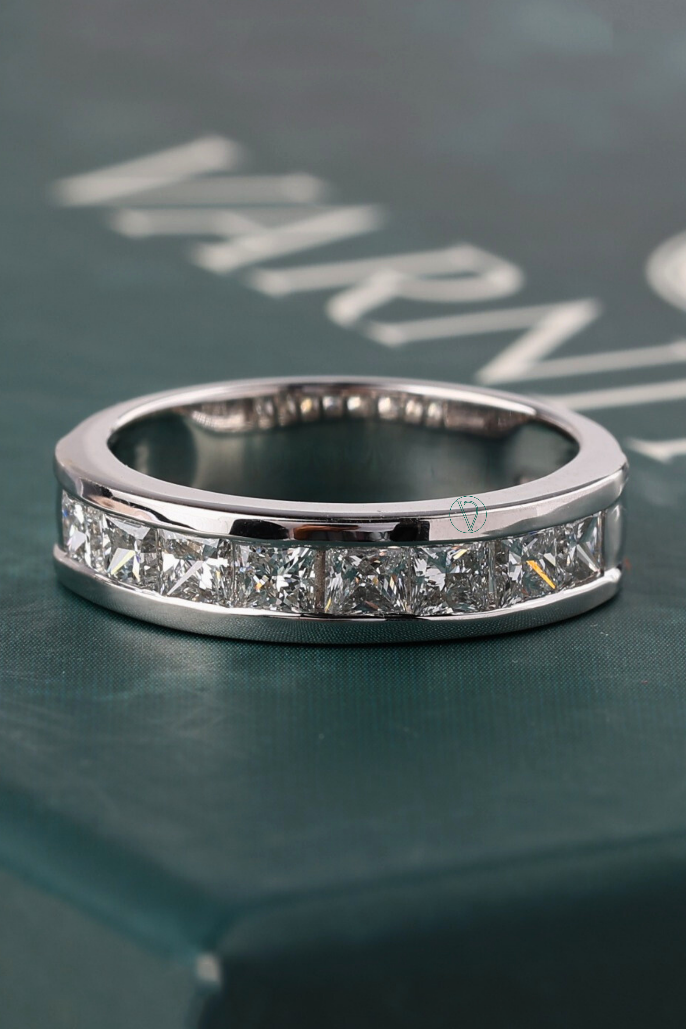 Channel Set Princess Cut Wedding Band