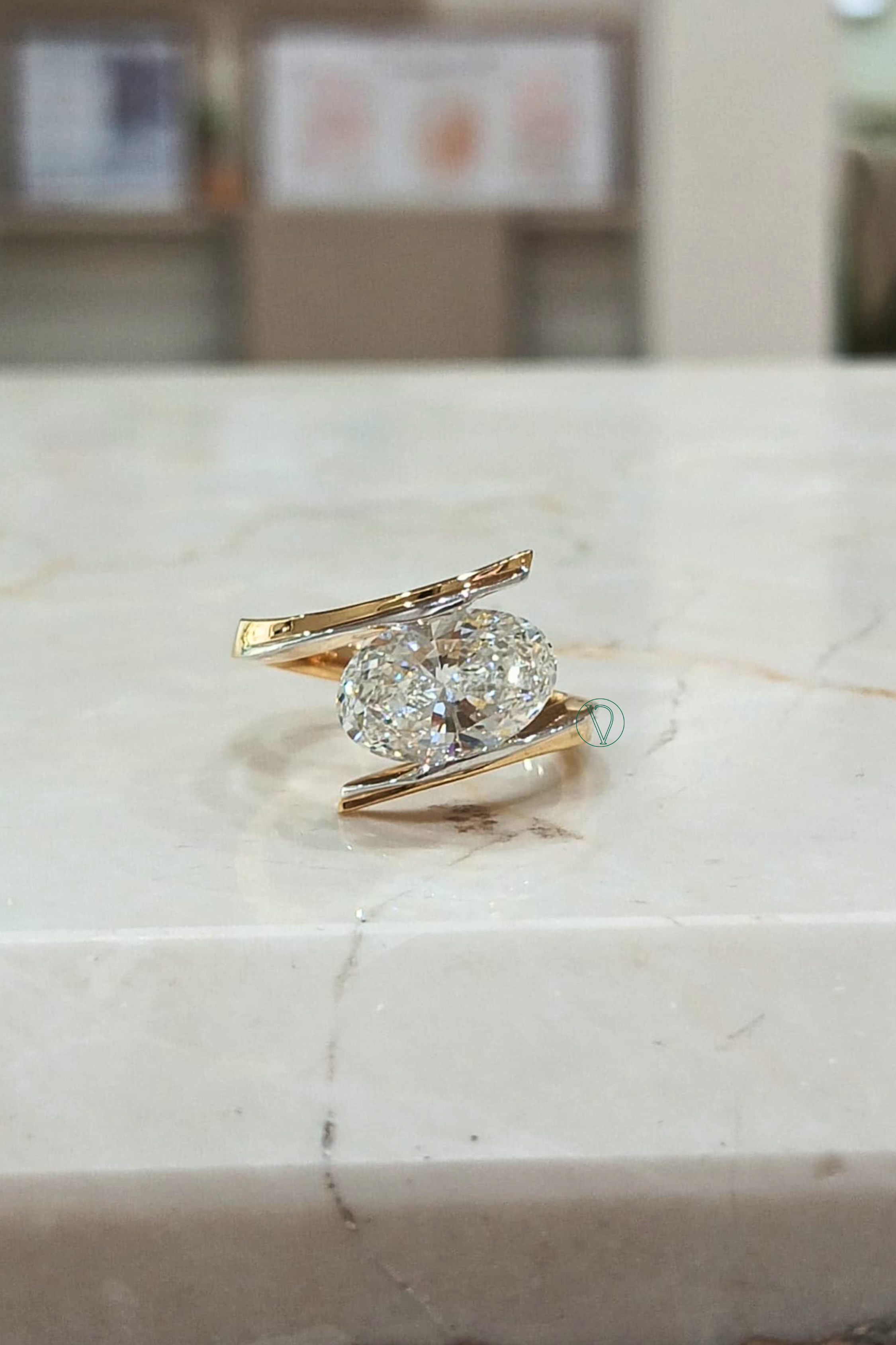 Alegria Twisted Band with Oval Solitaire