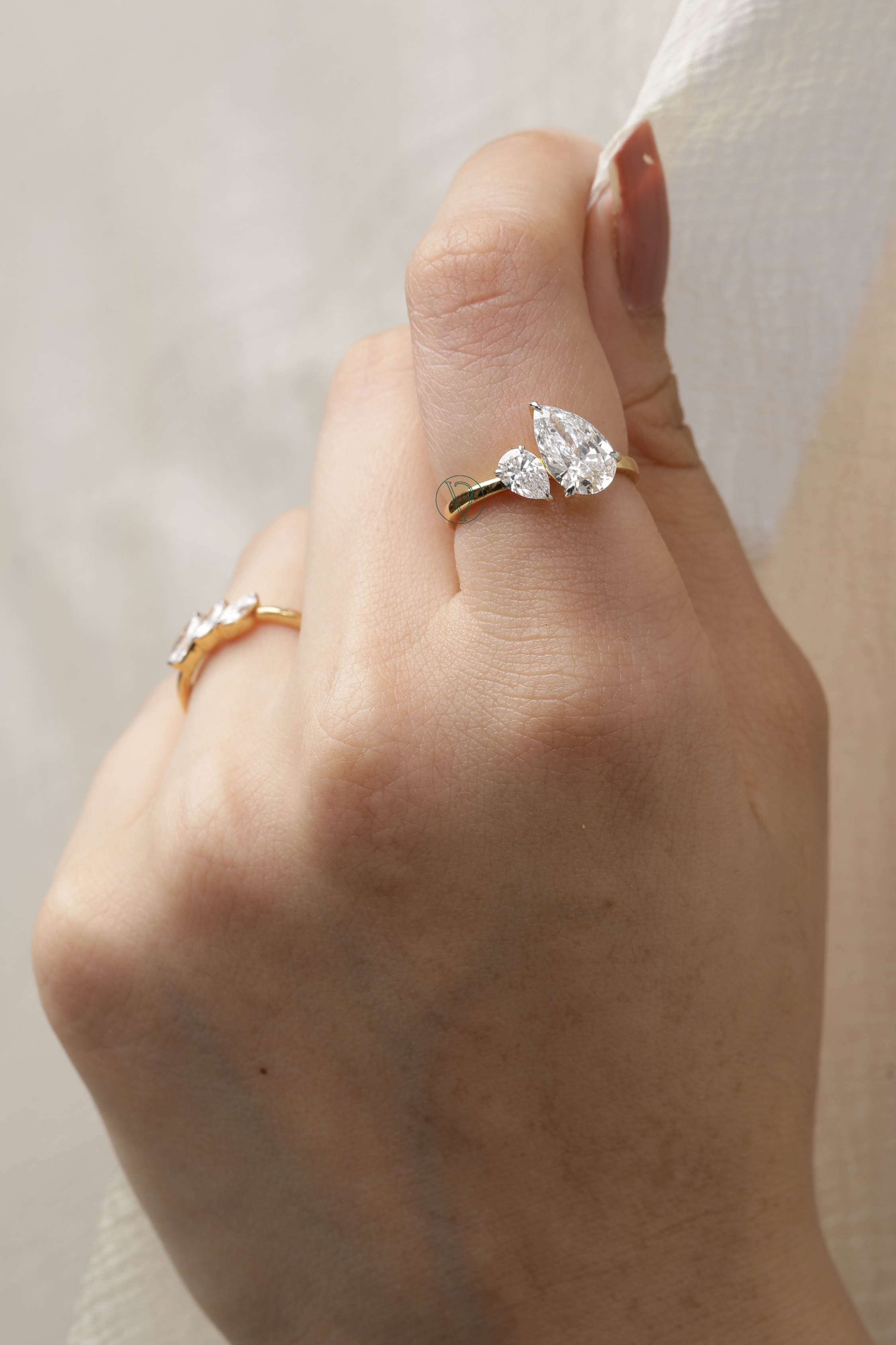 Double Pear Toi Et Moi Ring