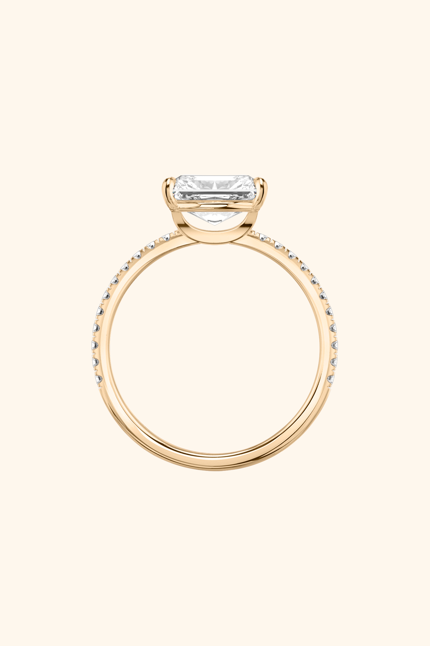 East West Radiant Solitaire Pavé Ring