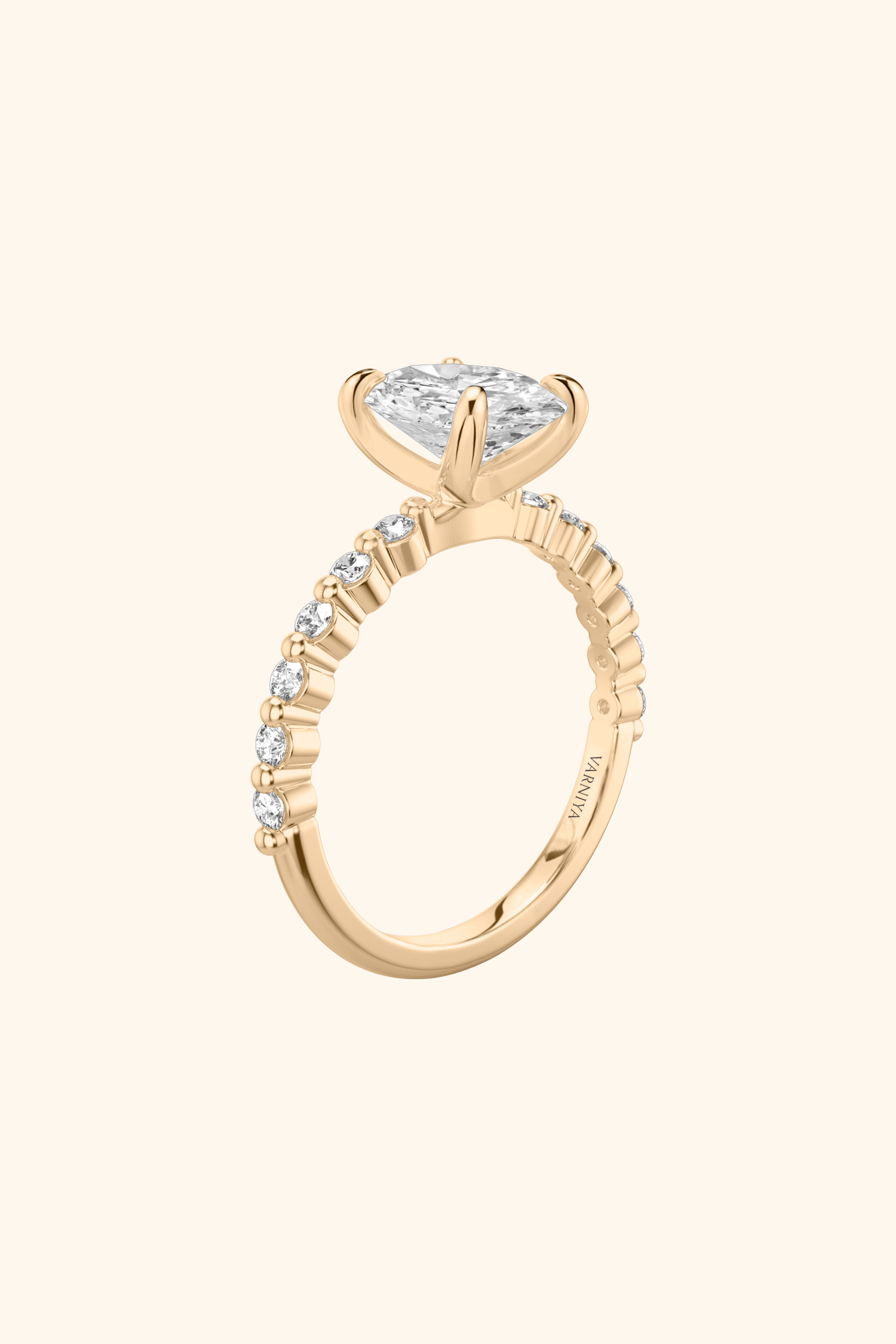 Alya Oval Solitaire Pavé Ring