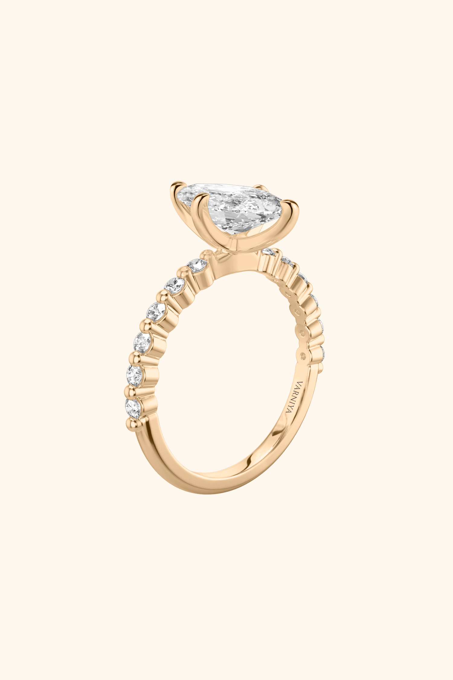 Alya Marquise Solitaire Pavé Ring