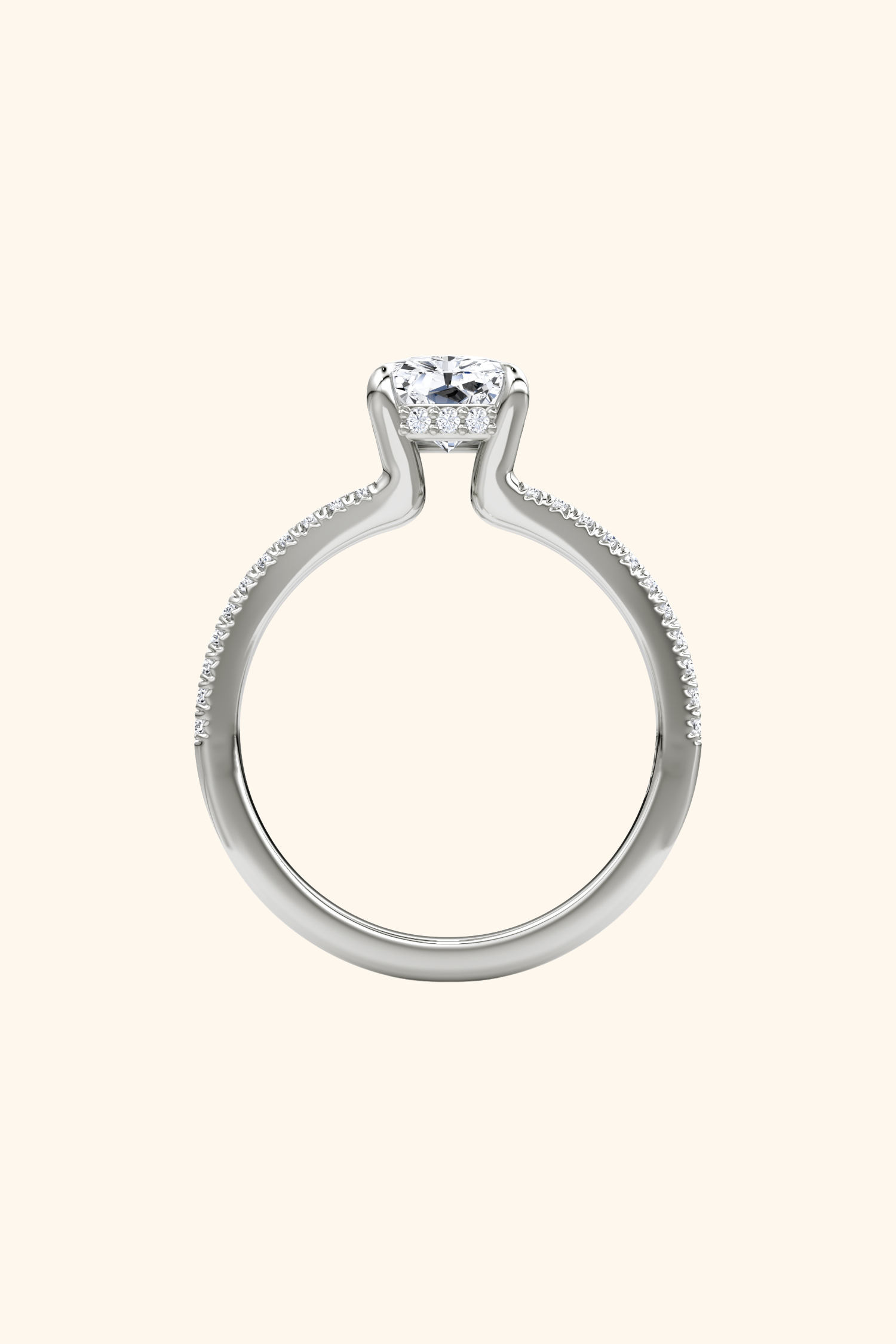 Dulce Halo Radiant Solitaire Pavé Ring