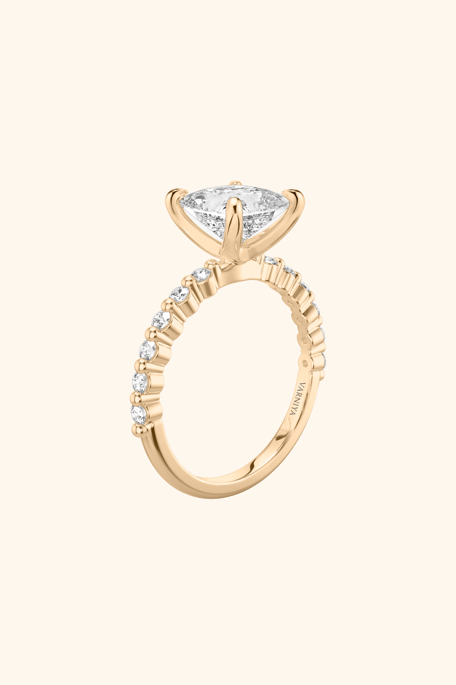 Alya Princess Solitaire Pavé Ring