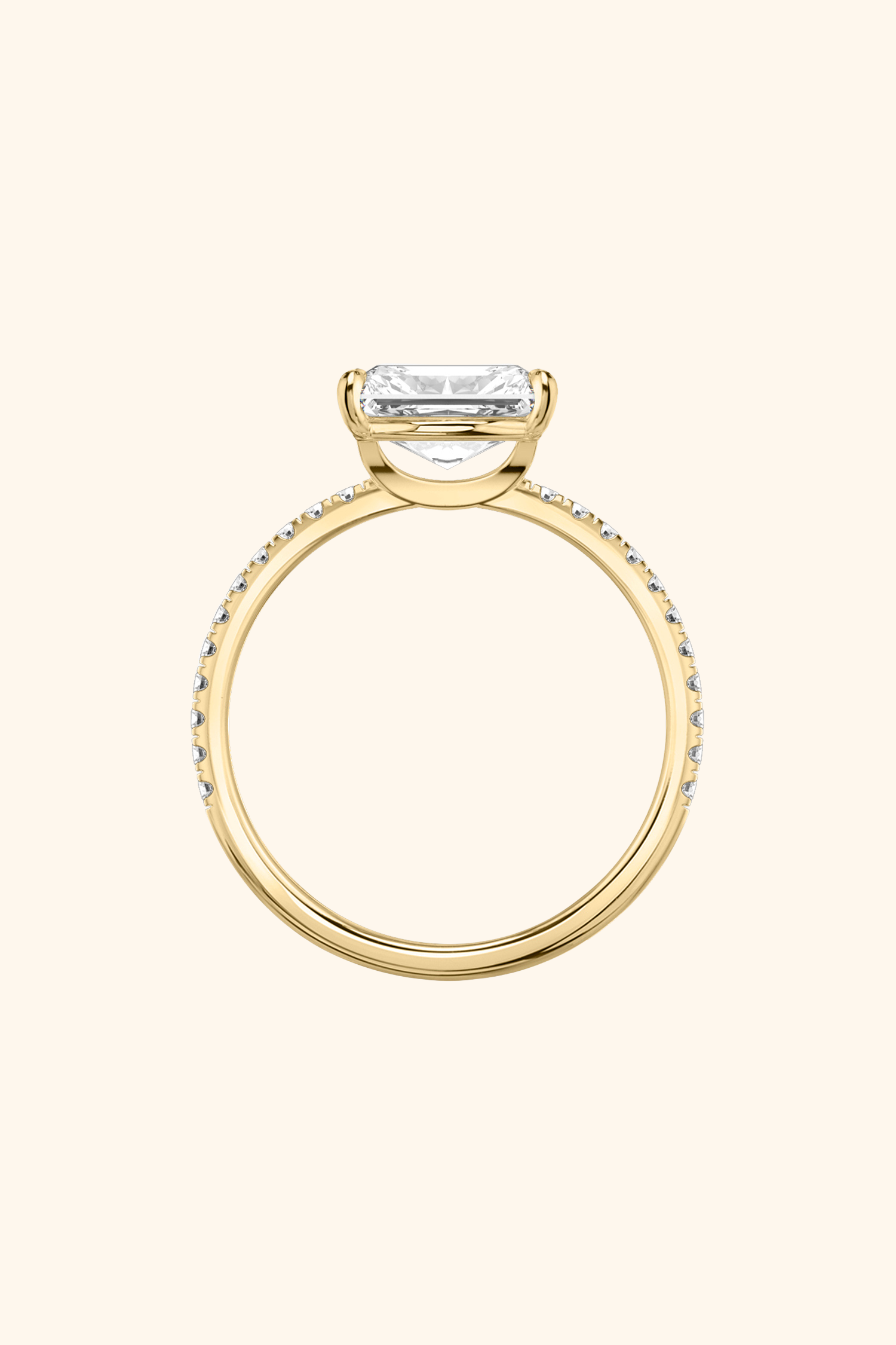 East West Radiant Solitaire Pavé Ring