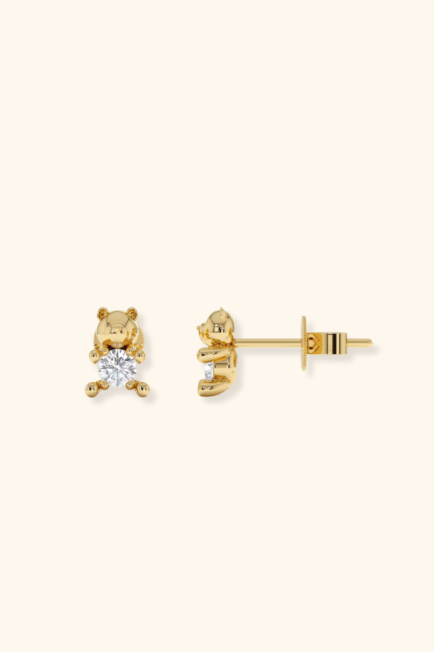 Kids Diamond Charming Little Bear Earrings