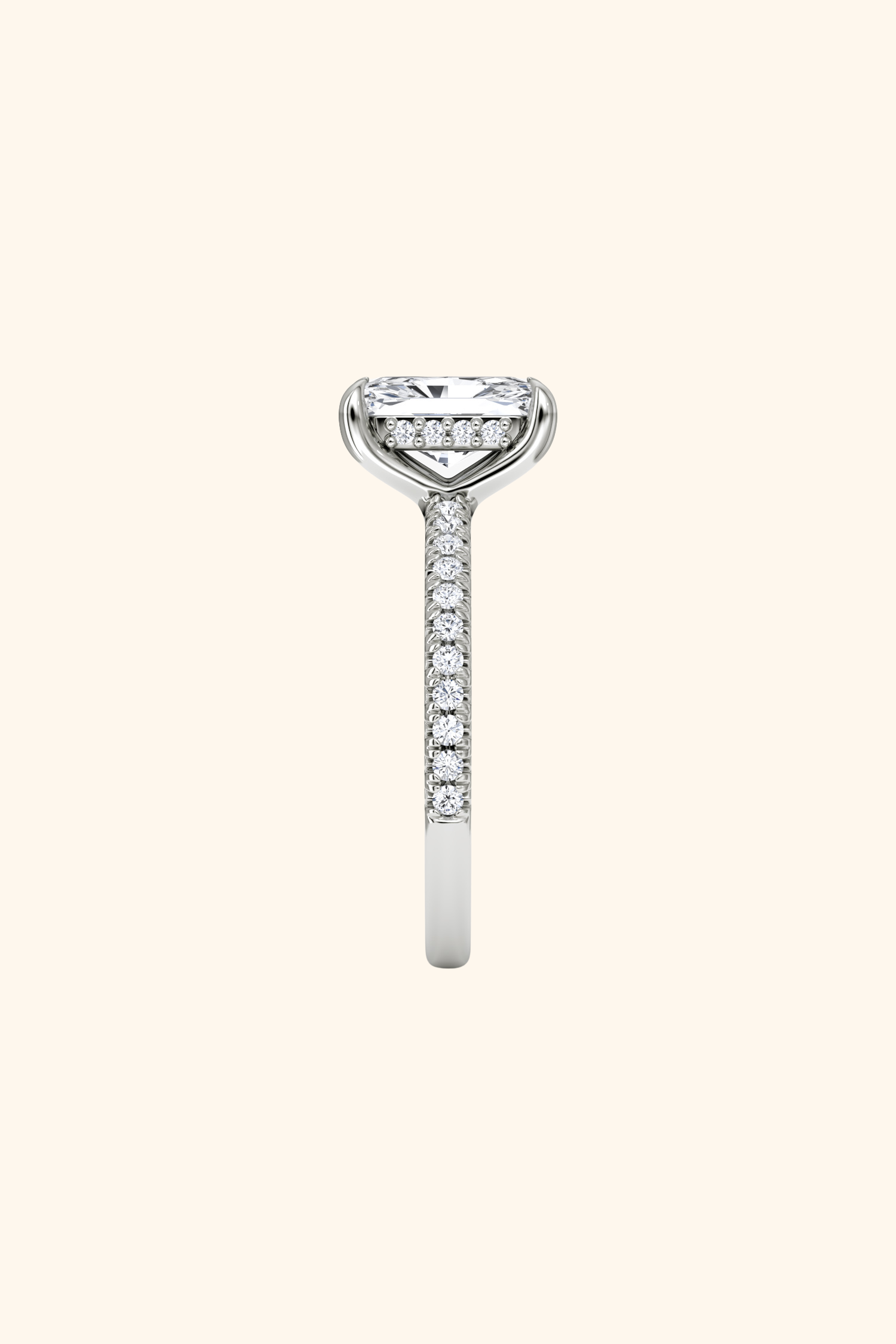 Bella Luna Radiant Solitaire Pavé Ring