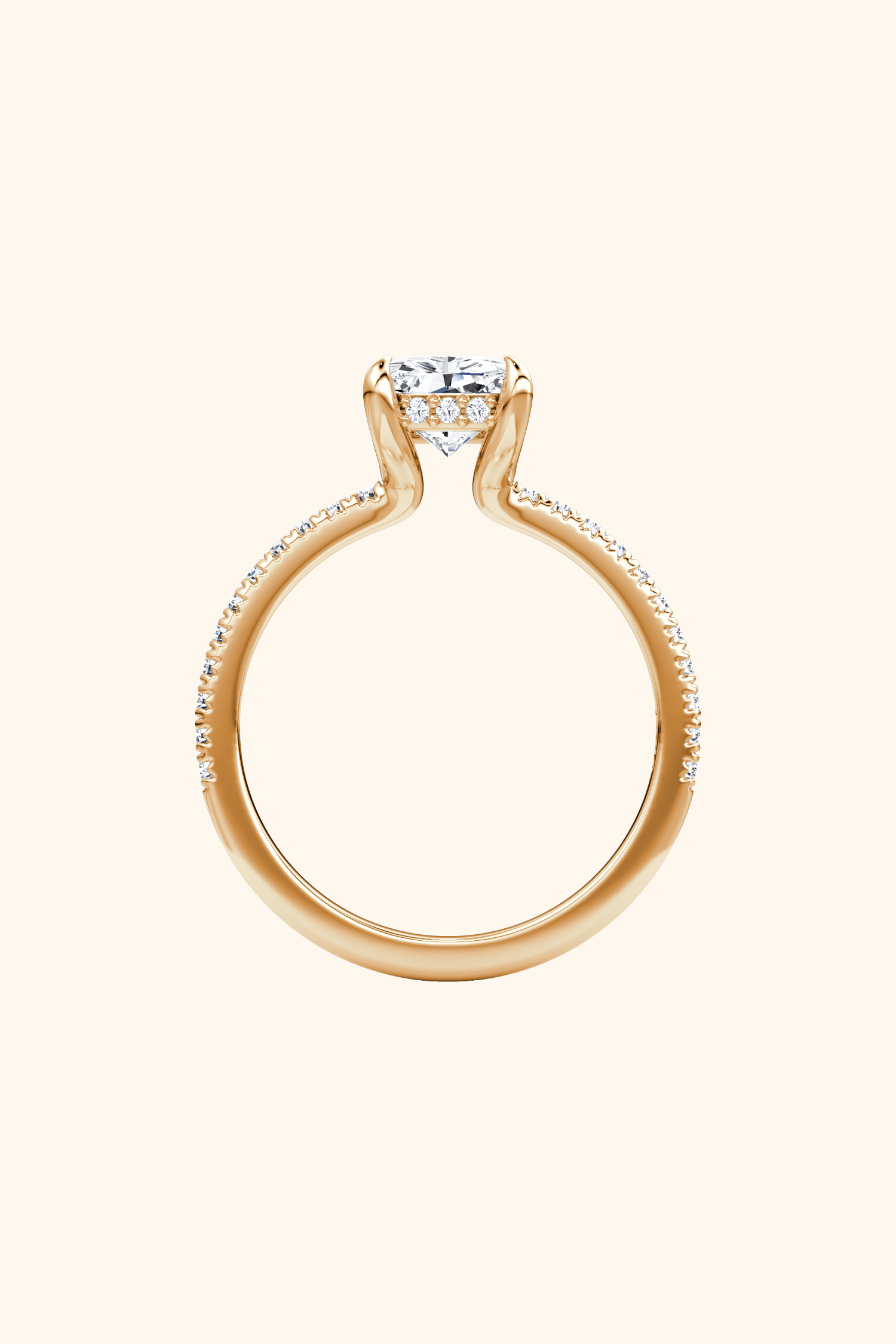 Bella Luna Radiant Solitaire Pavé Ring