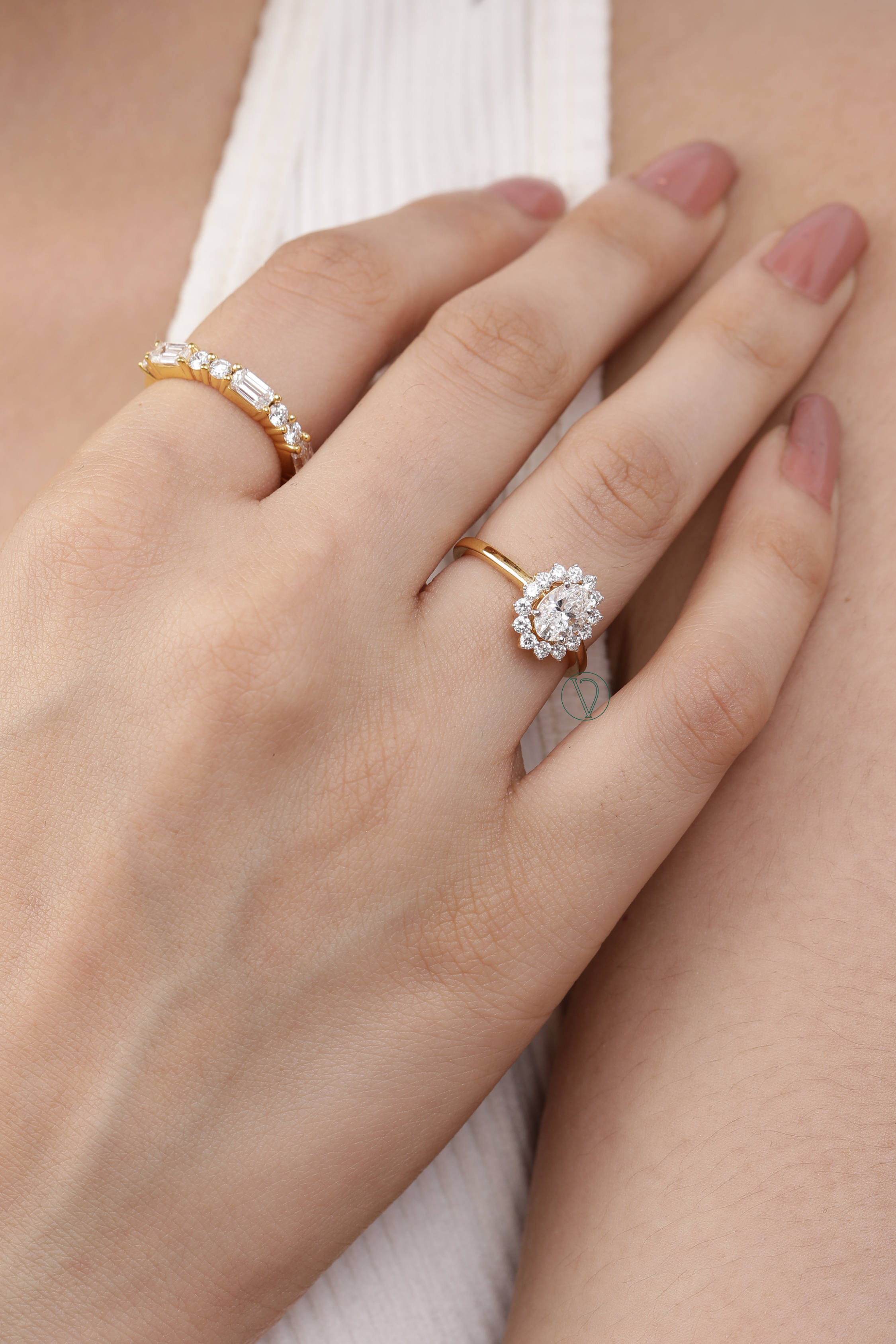 Diana Oval Solitaire Halo Ring