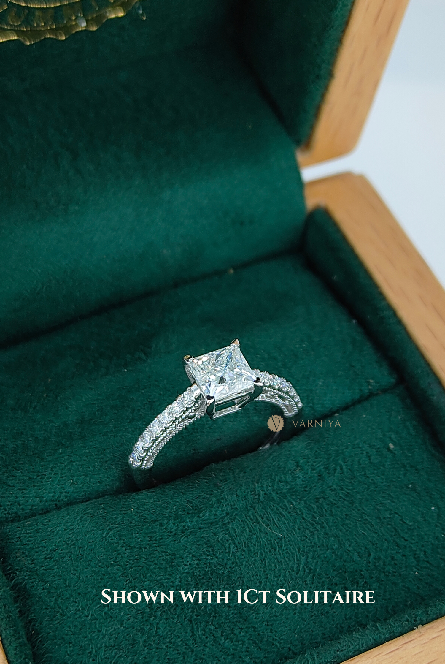 Luna Princess Solitaire Pave Ring