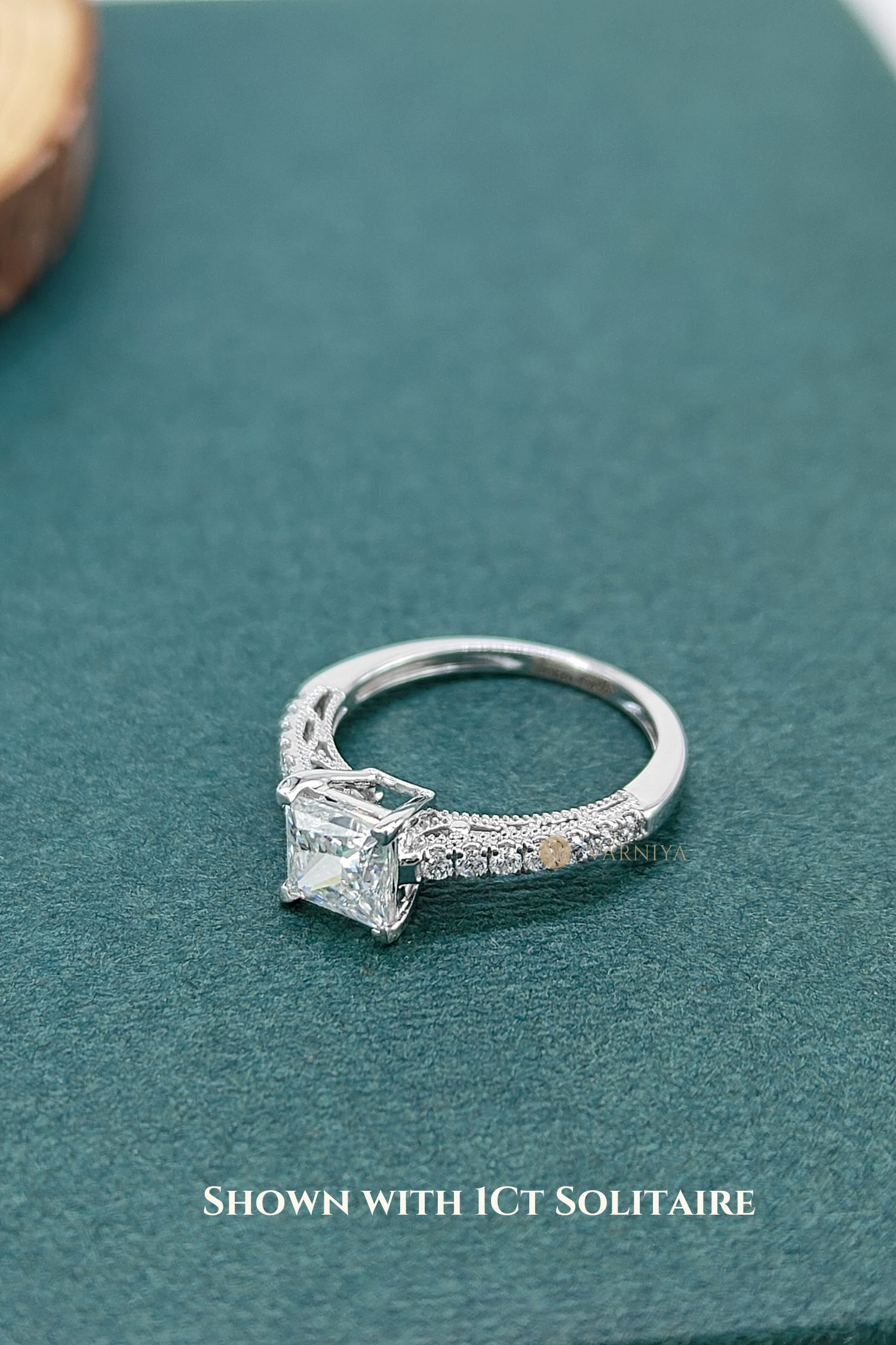 Luna Princess Solitaire Pave Ring