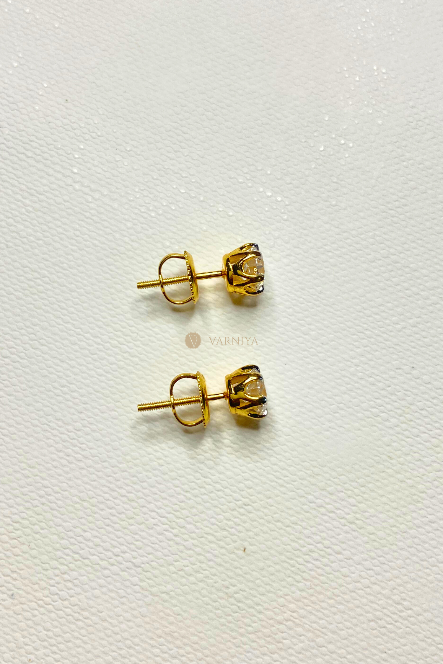 Six Prong Vintage Studs with Round Solitaire