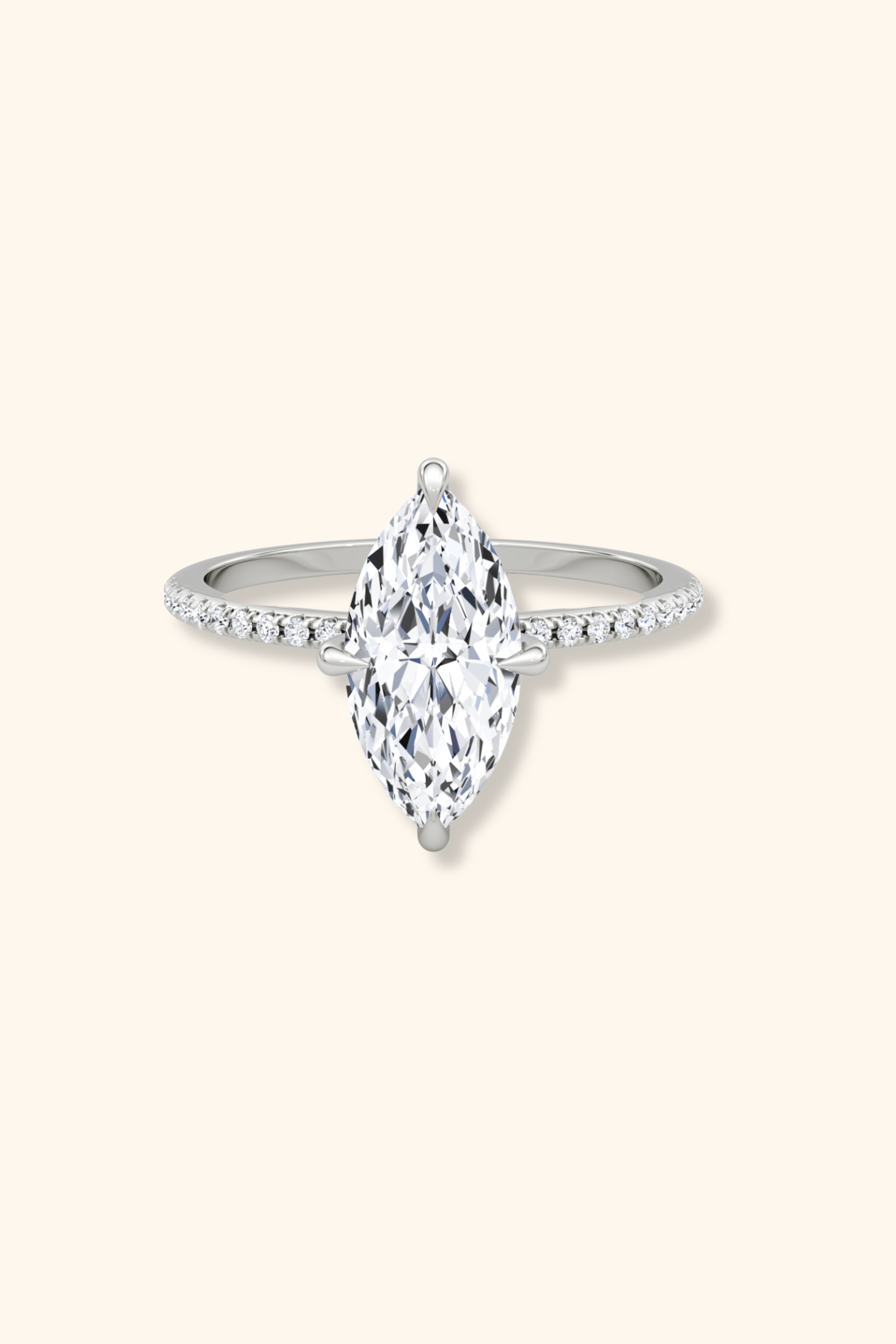 4 Prong Timeless Grace Pavé Ring with Marquise Solitaire