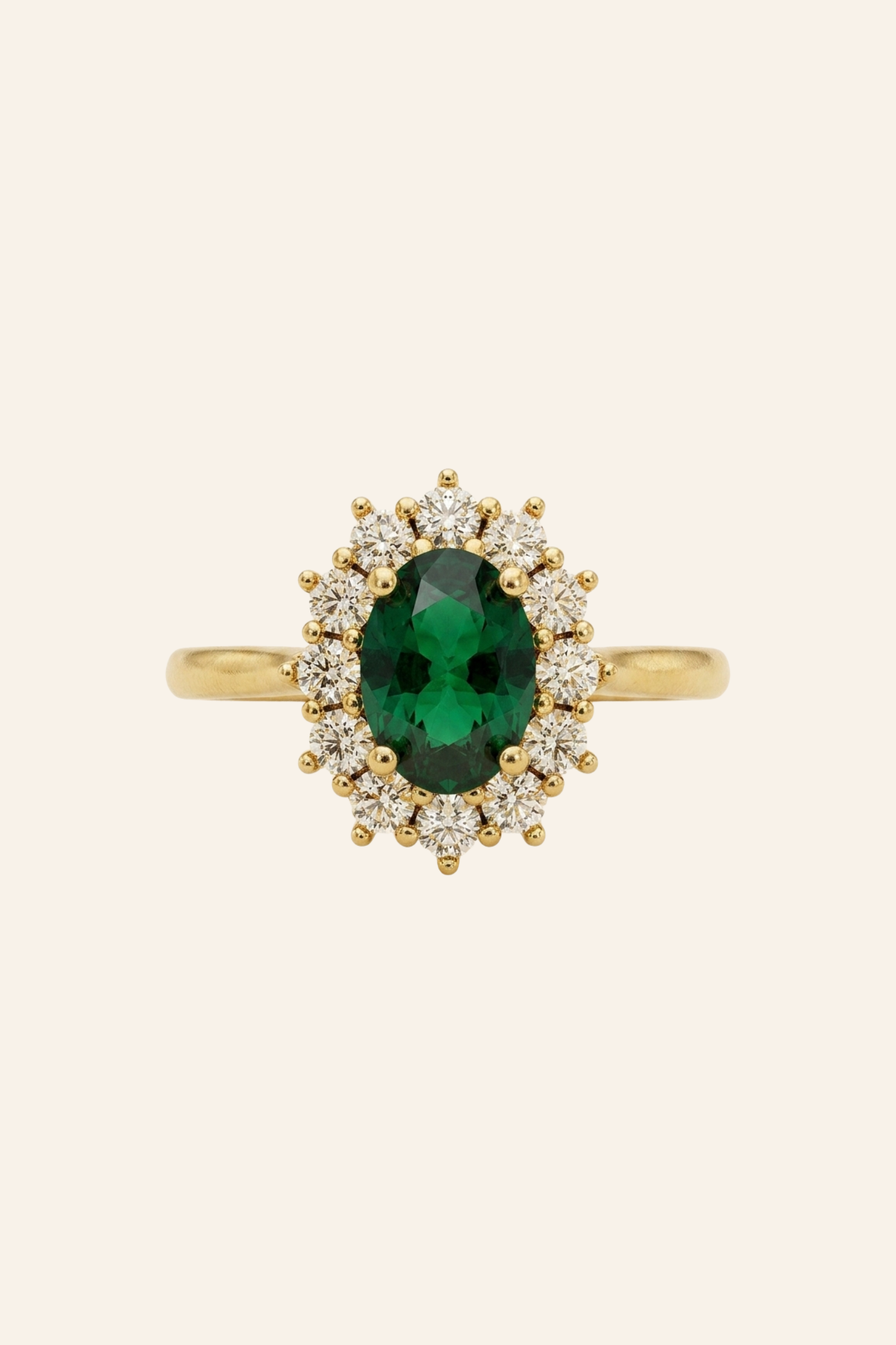 Diana Emerald Oval Halo Solitaire Ring