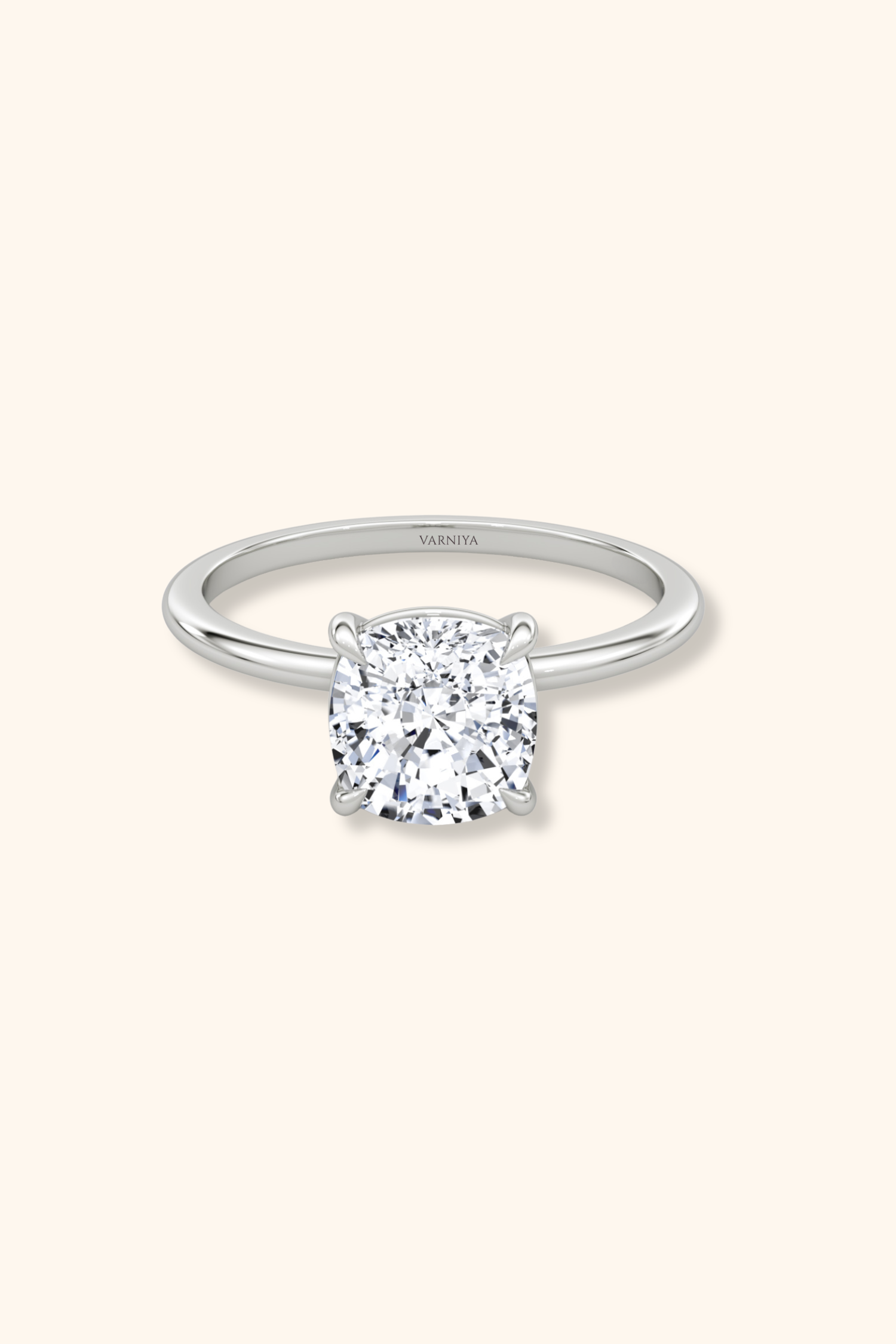 4 Prong Timeless Grace Ring with Cushion Solitaire