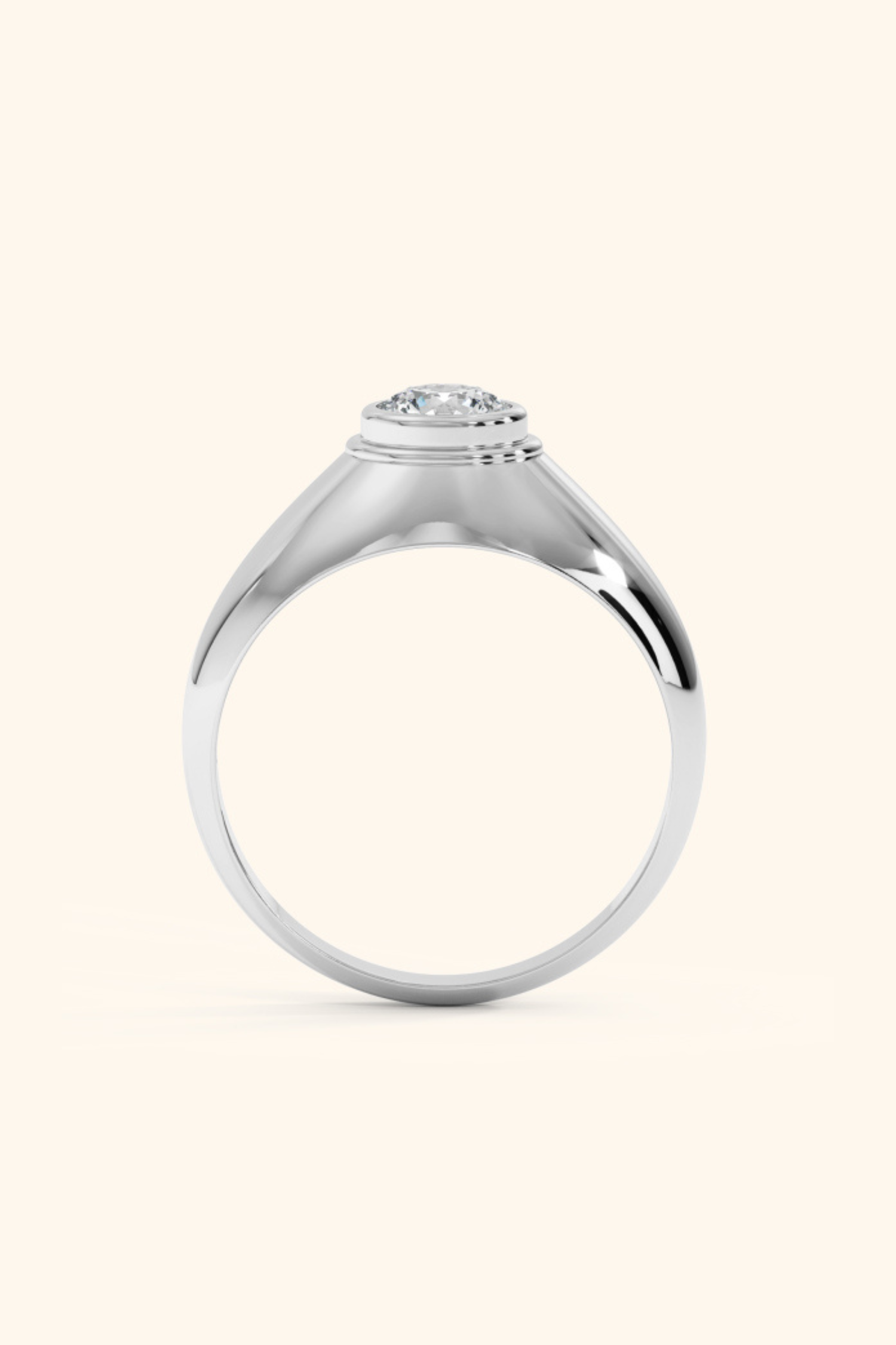 Regal Signet Ring with a Round Brilliant Solitaire