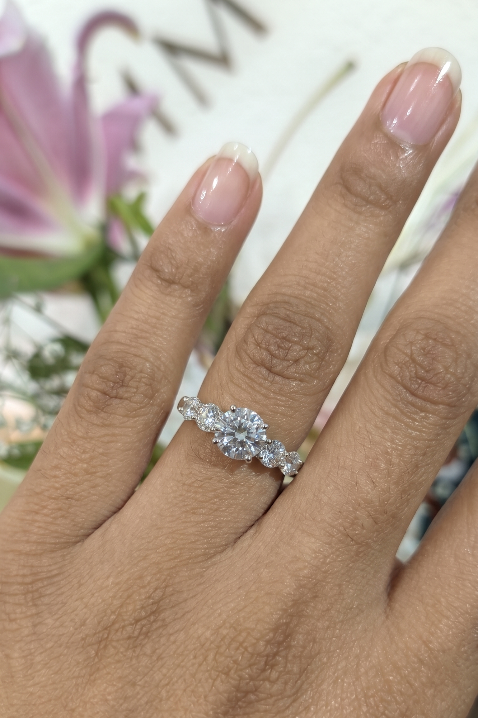 Cielo Round Brilliant Solitaire Pavé Ring