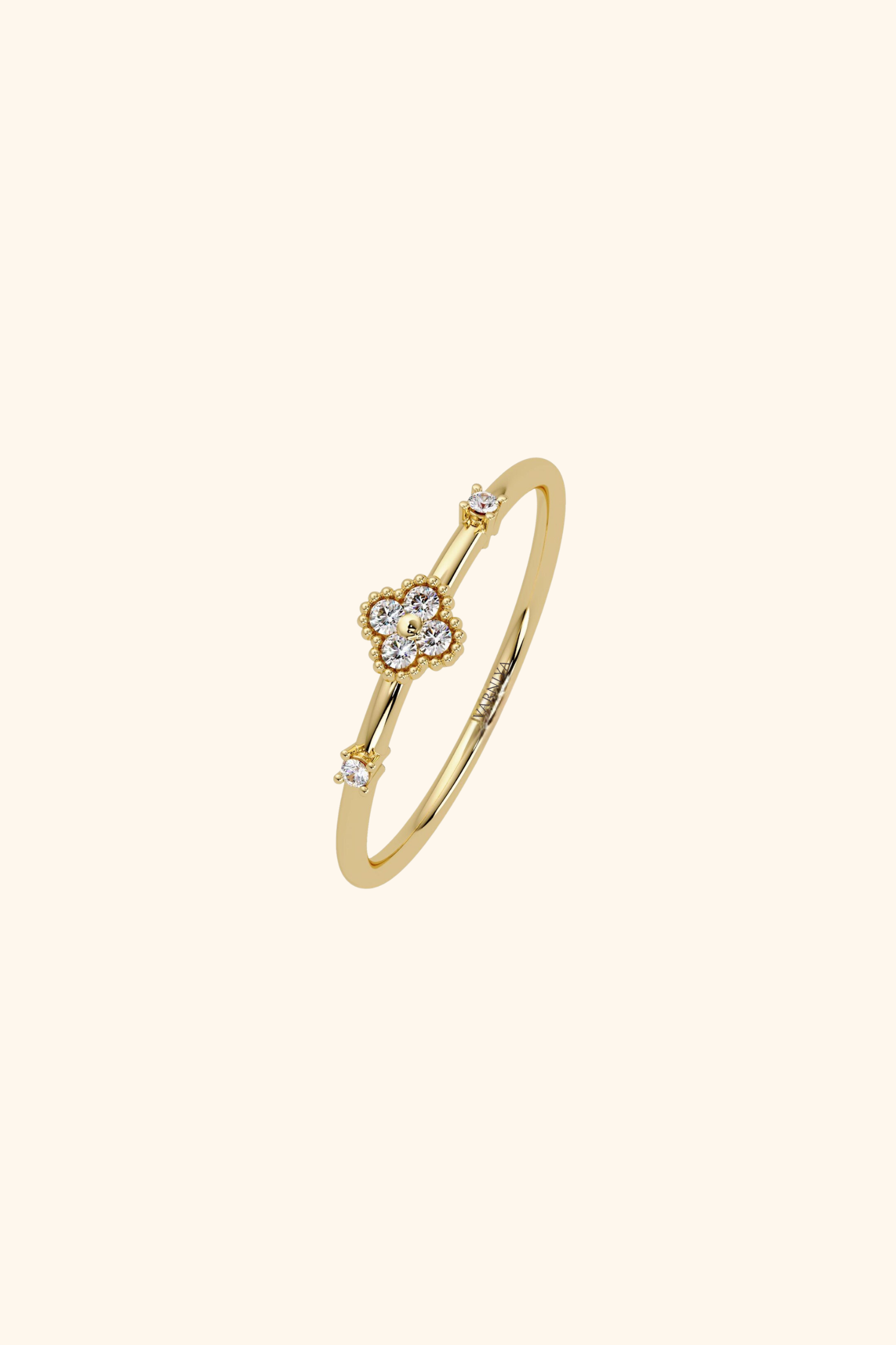 Bezel Set Clover Ring