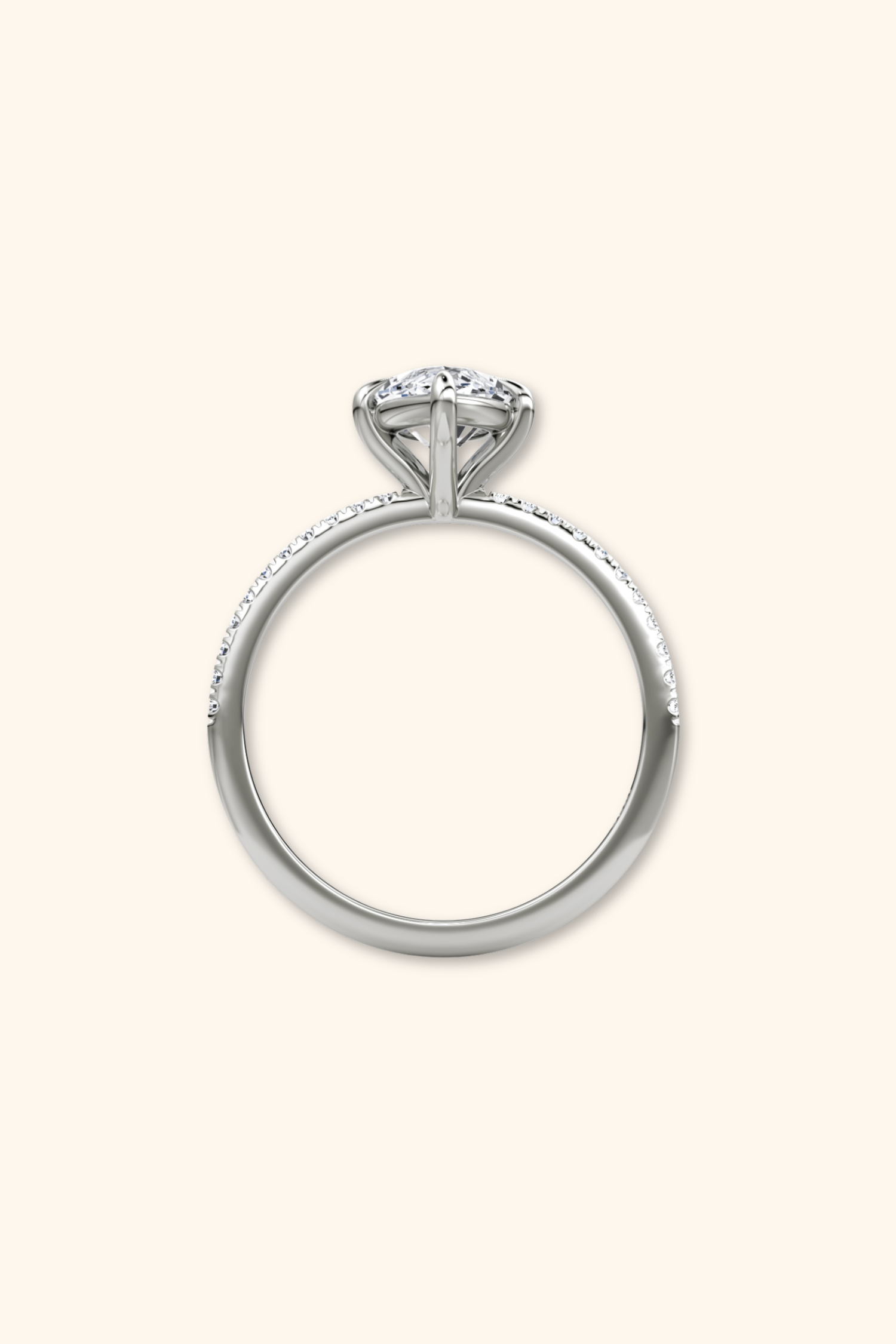 4 Prong Timeless Grace Pavé Ring with Marquise Solitaire