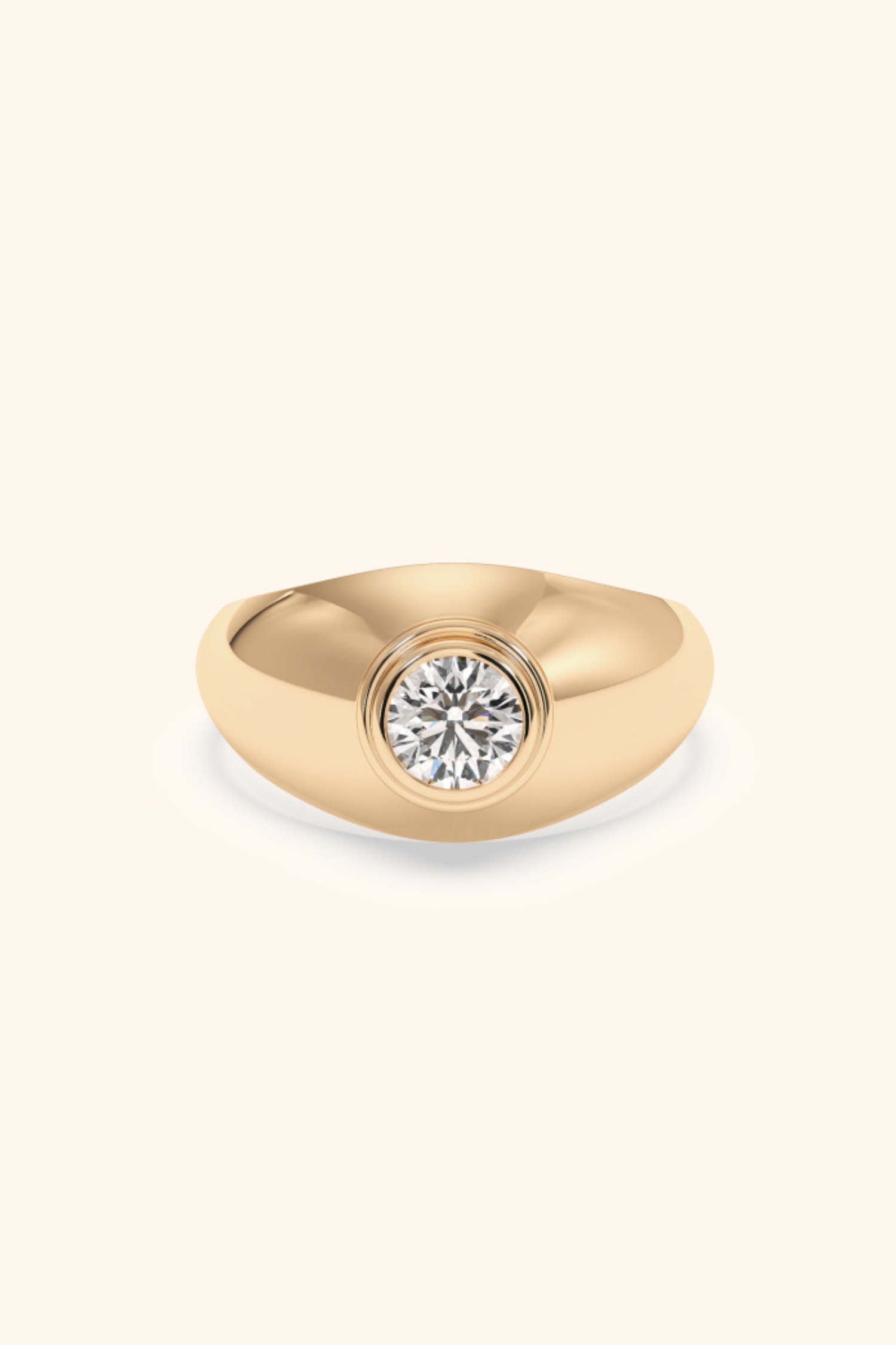 Regal Signet Ring with a Round Brilliant Solitaire