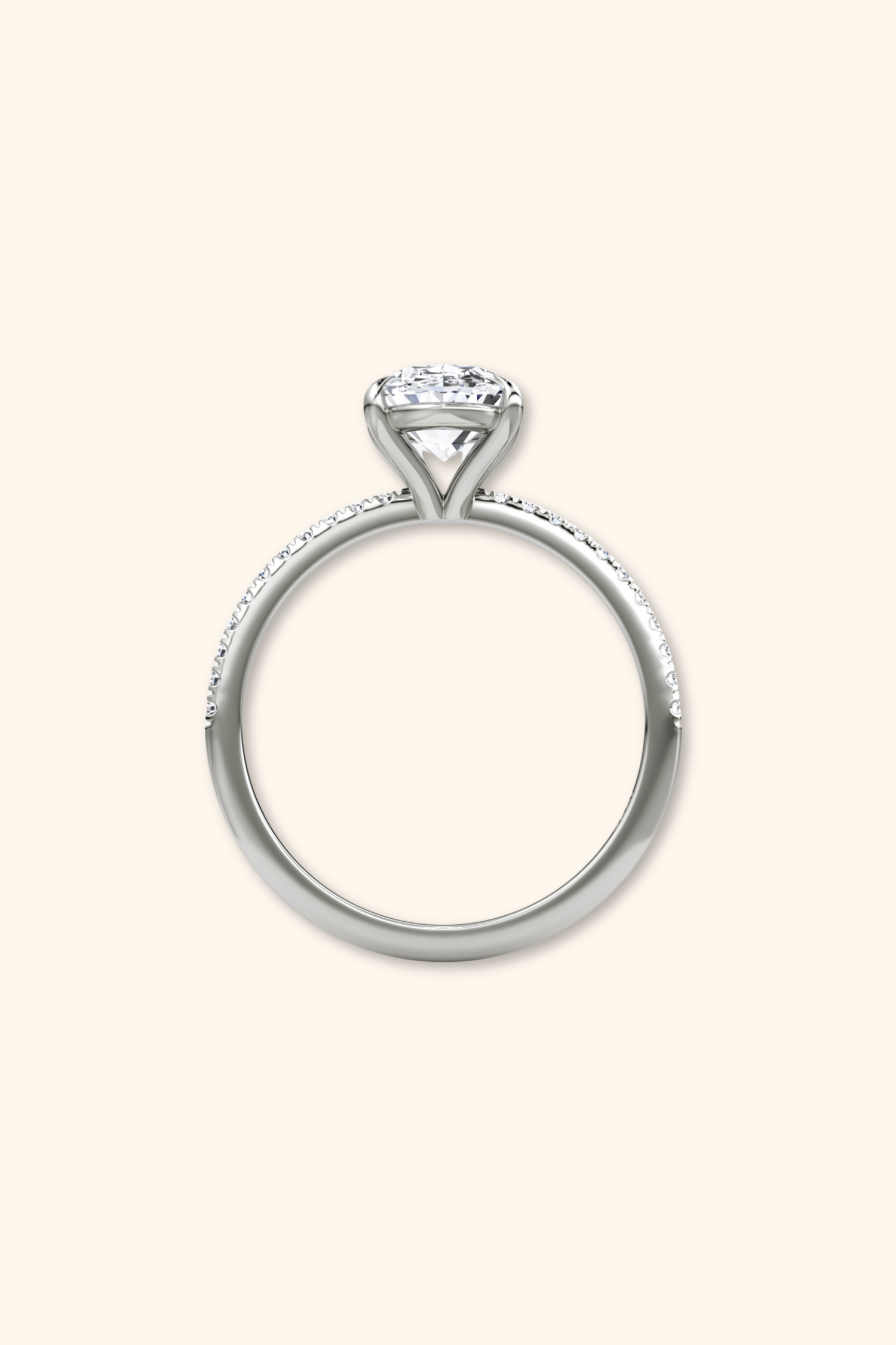 4 Prong Timeless Grace Pavé Ring with Oval Solitaire