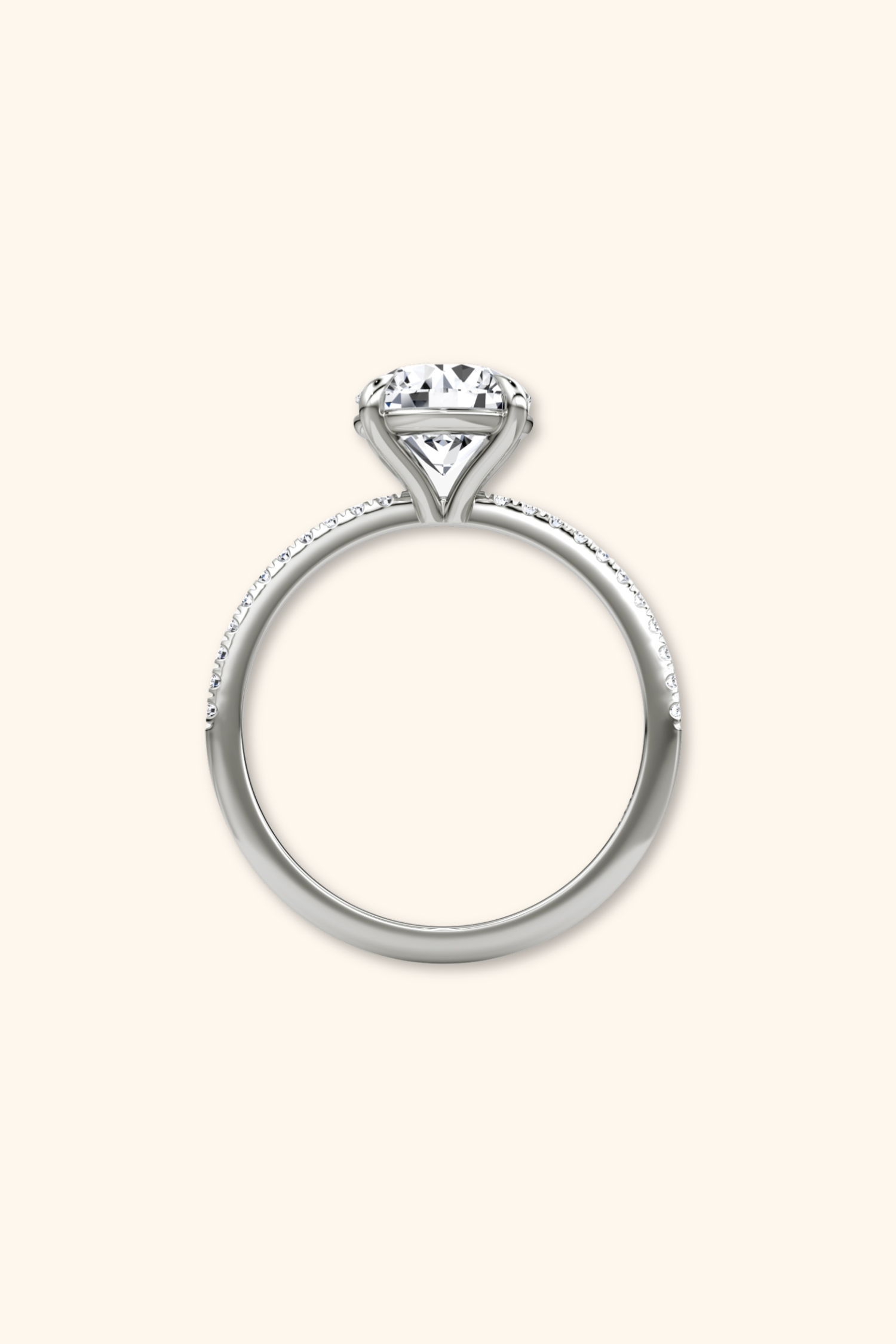 4 Prong Timeless Grace Pavé Ring with Round Solitaire