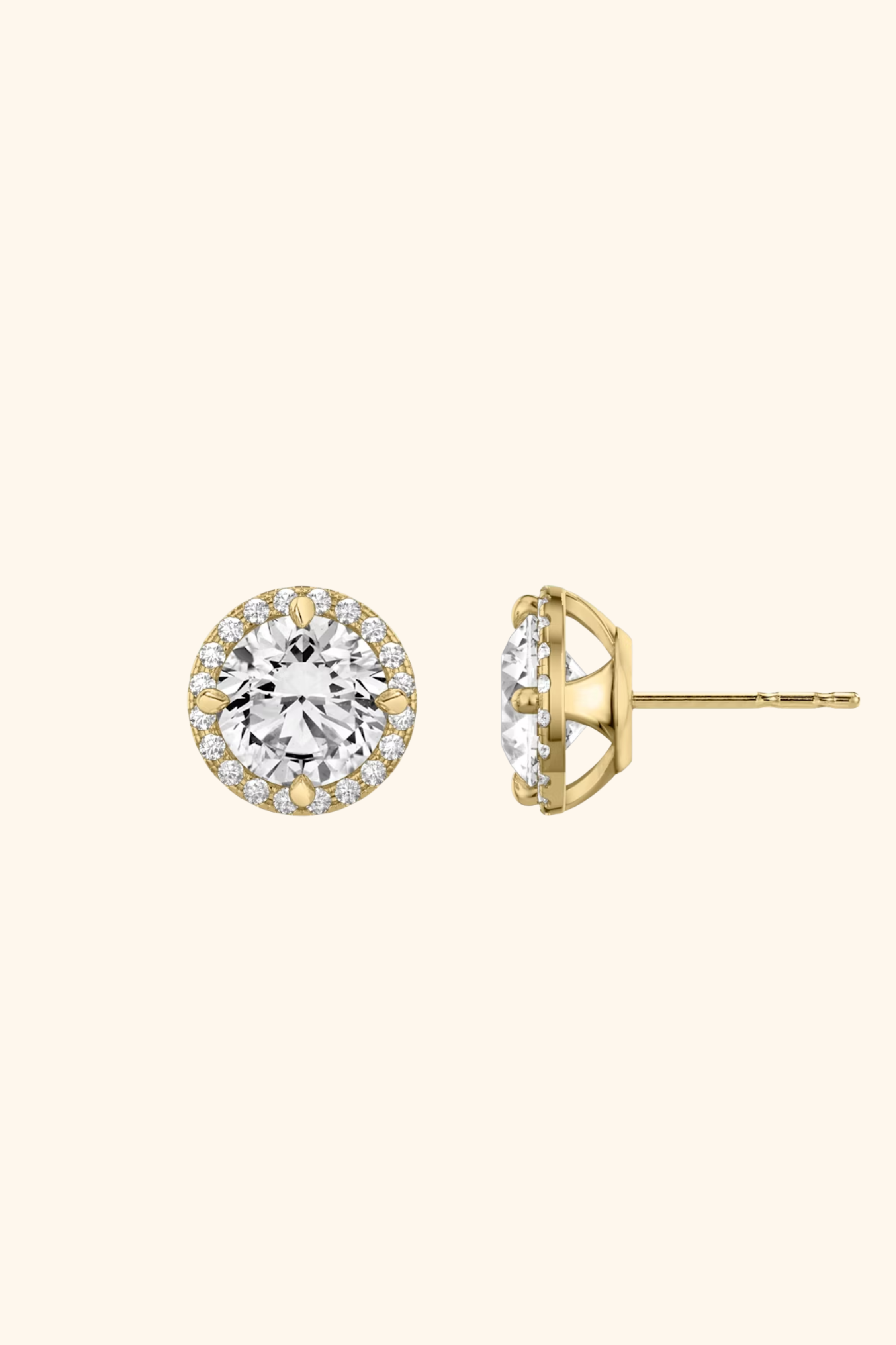 Classic Halo Round Brilliant Solitaire Studs