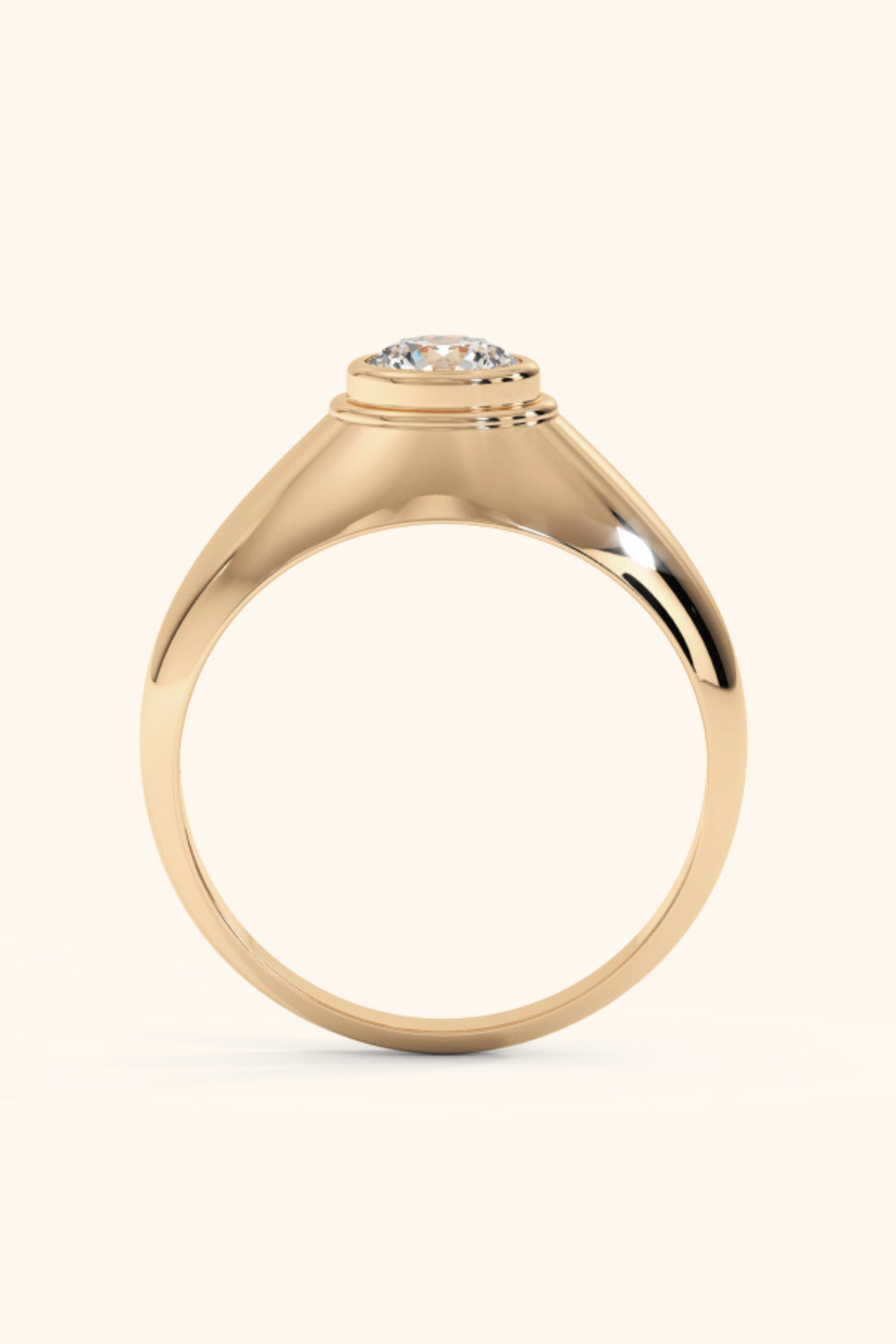 Regal Signet Ring with a Round Brilliant Solitaire