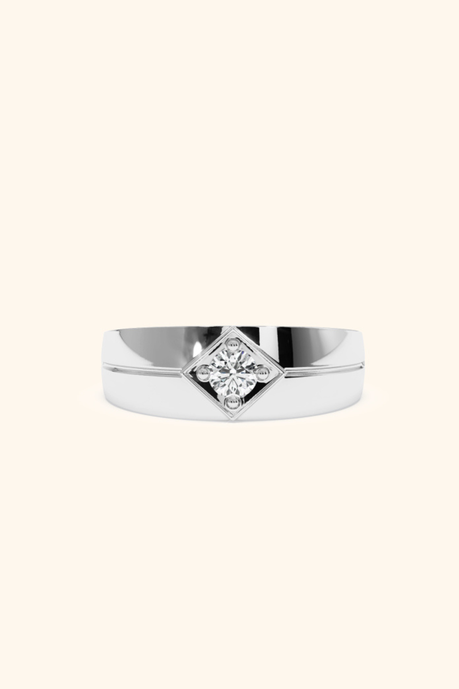 Icon Ring with a Round Brilliant Solitaire