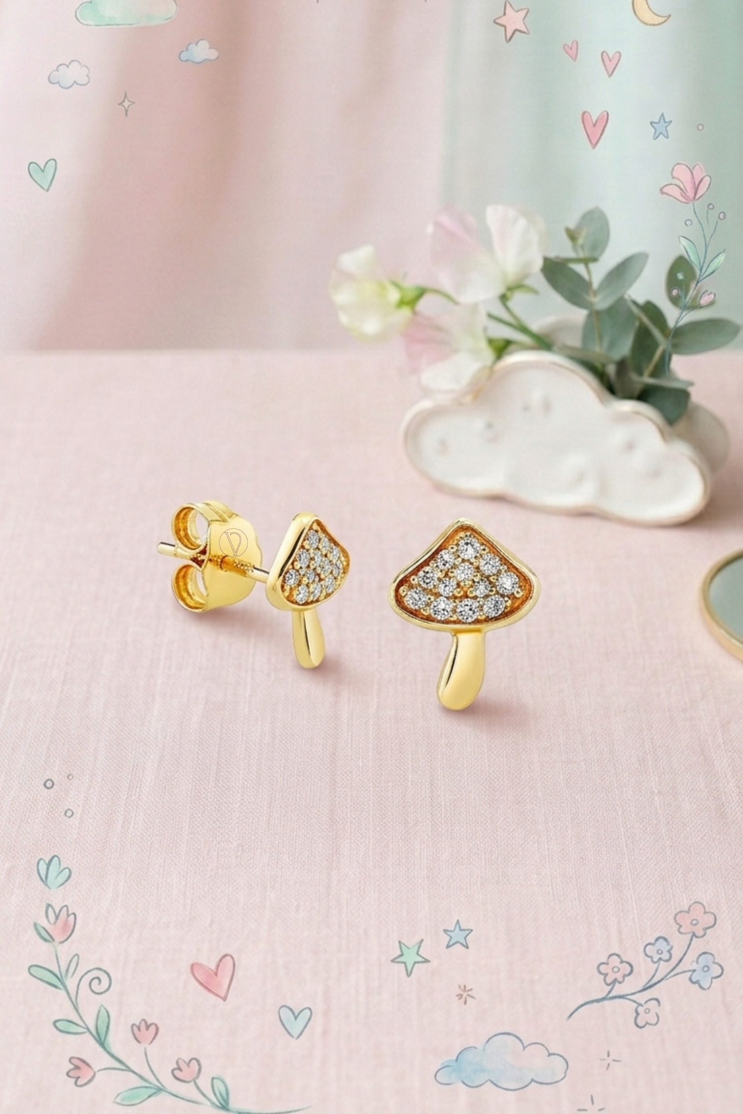 Kids Diamond Small Mushroom Studs