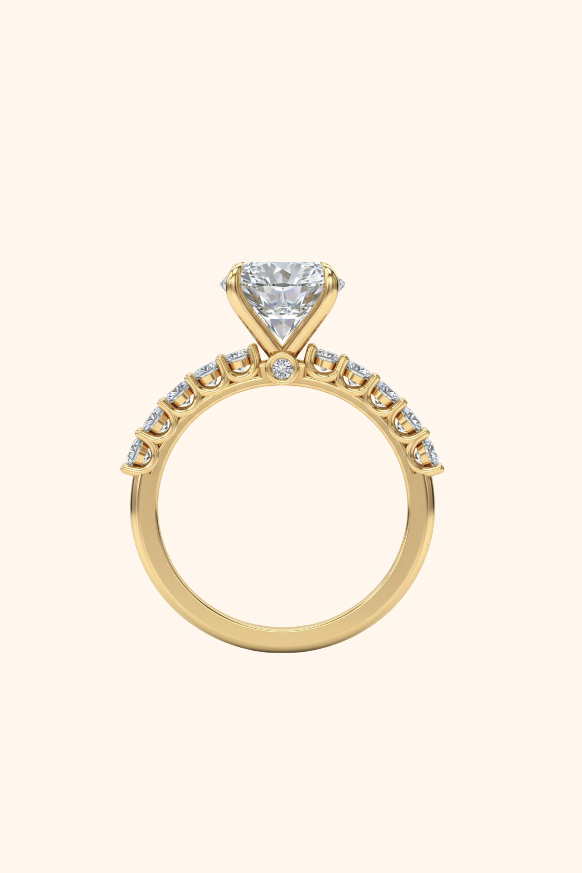 Solange Round Solitaire Graduated Pave Ring