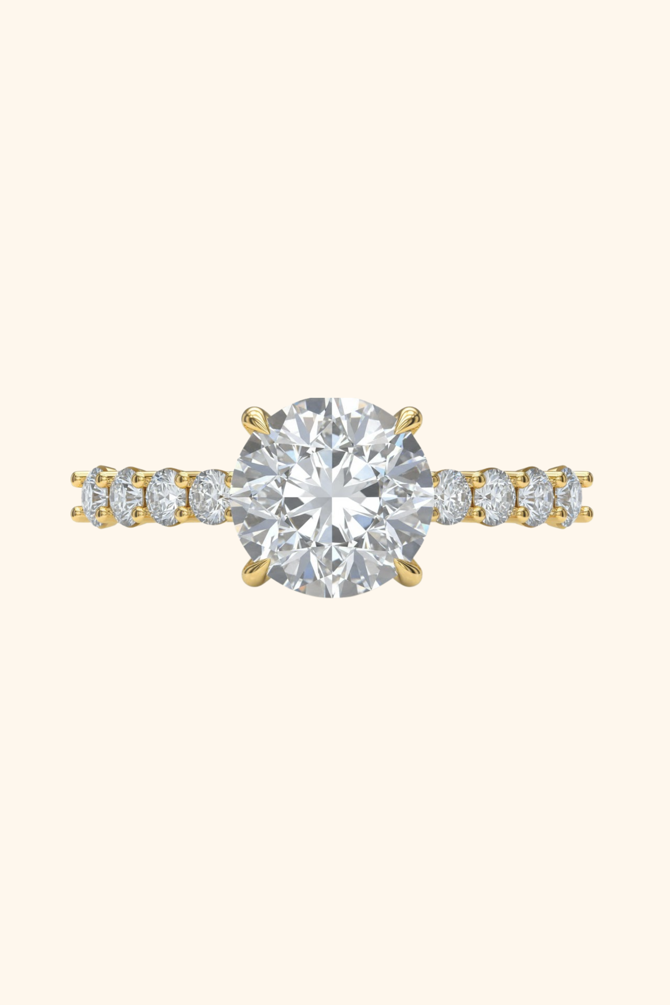 Solange Round Solitaire Graduated Pave Ring