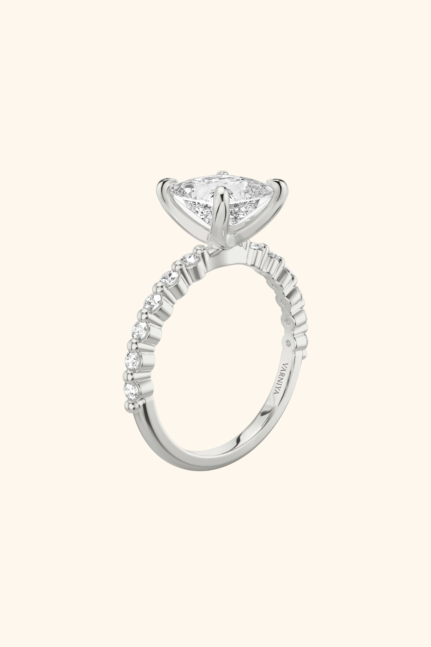 Alya Princess Solitaire Pavé Ring