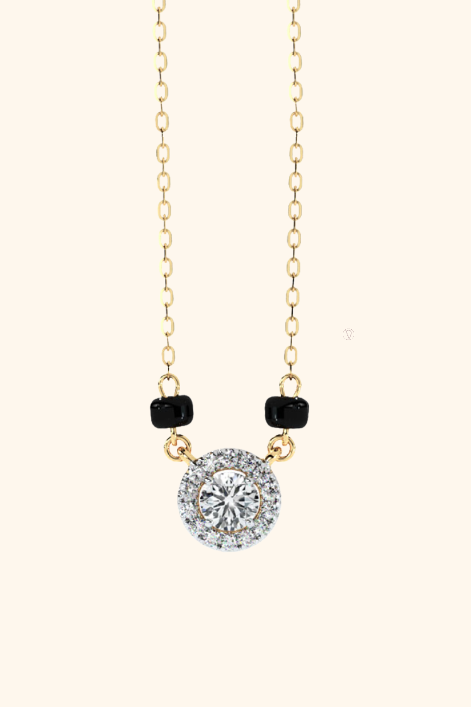 Classic Halo Round Brilliant Solitaire Mangalsutra