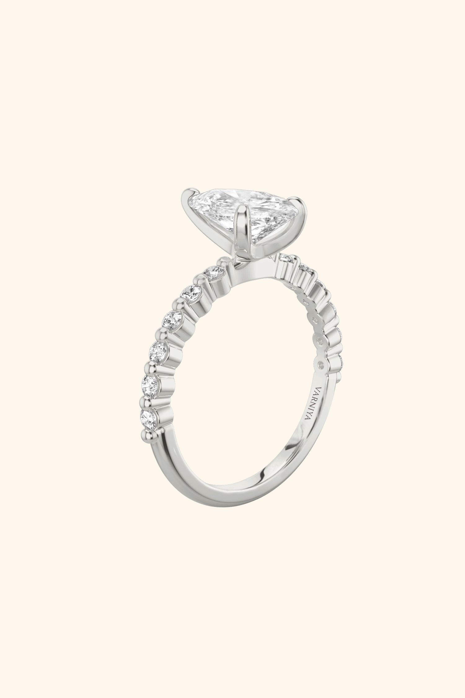 Alya Pear Solitaire Pavé Ring