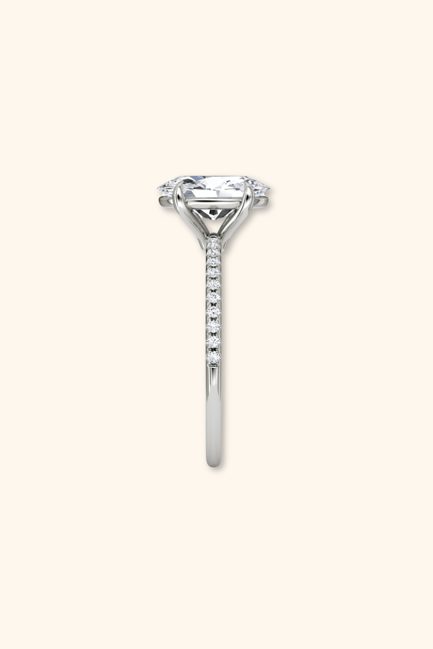 4 Prong Timeless Grace Pavé Ring with Oval Solitaire