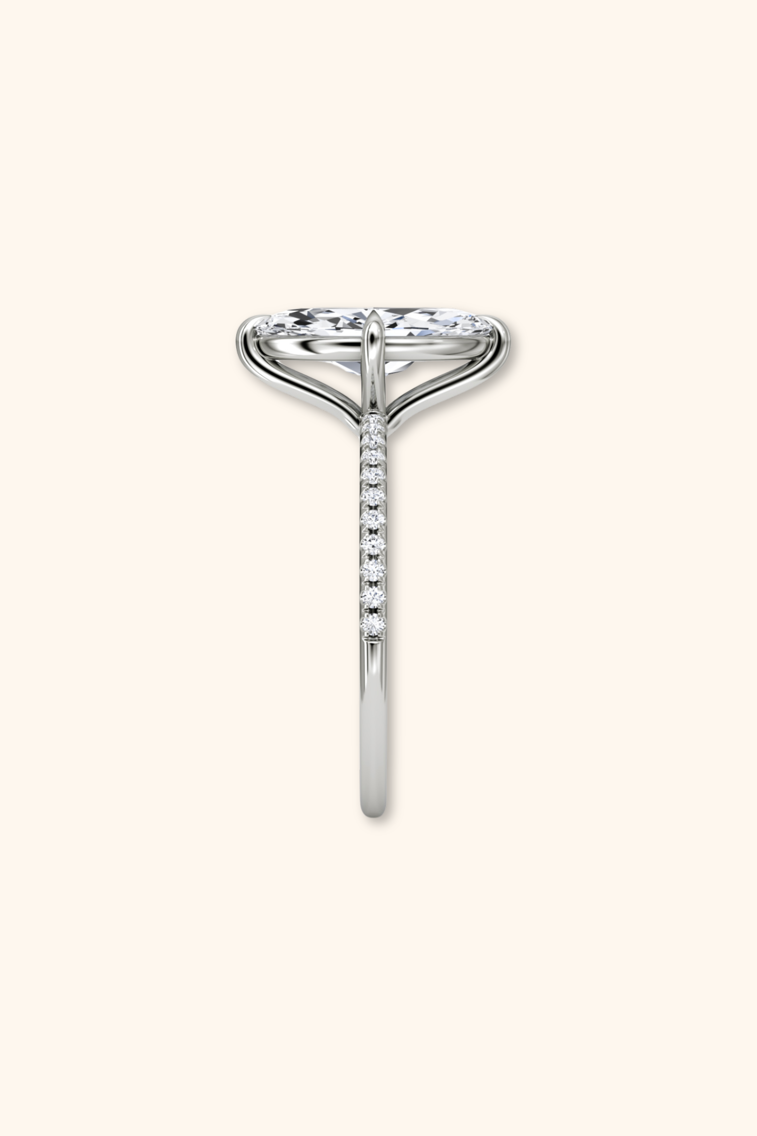 4 Prong Timeless Grace Pavé Ring with Marquise Solitaire