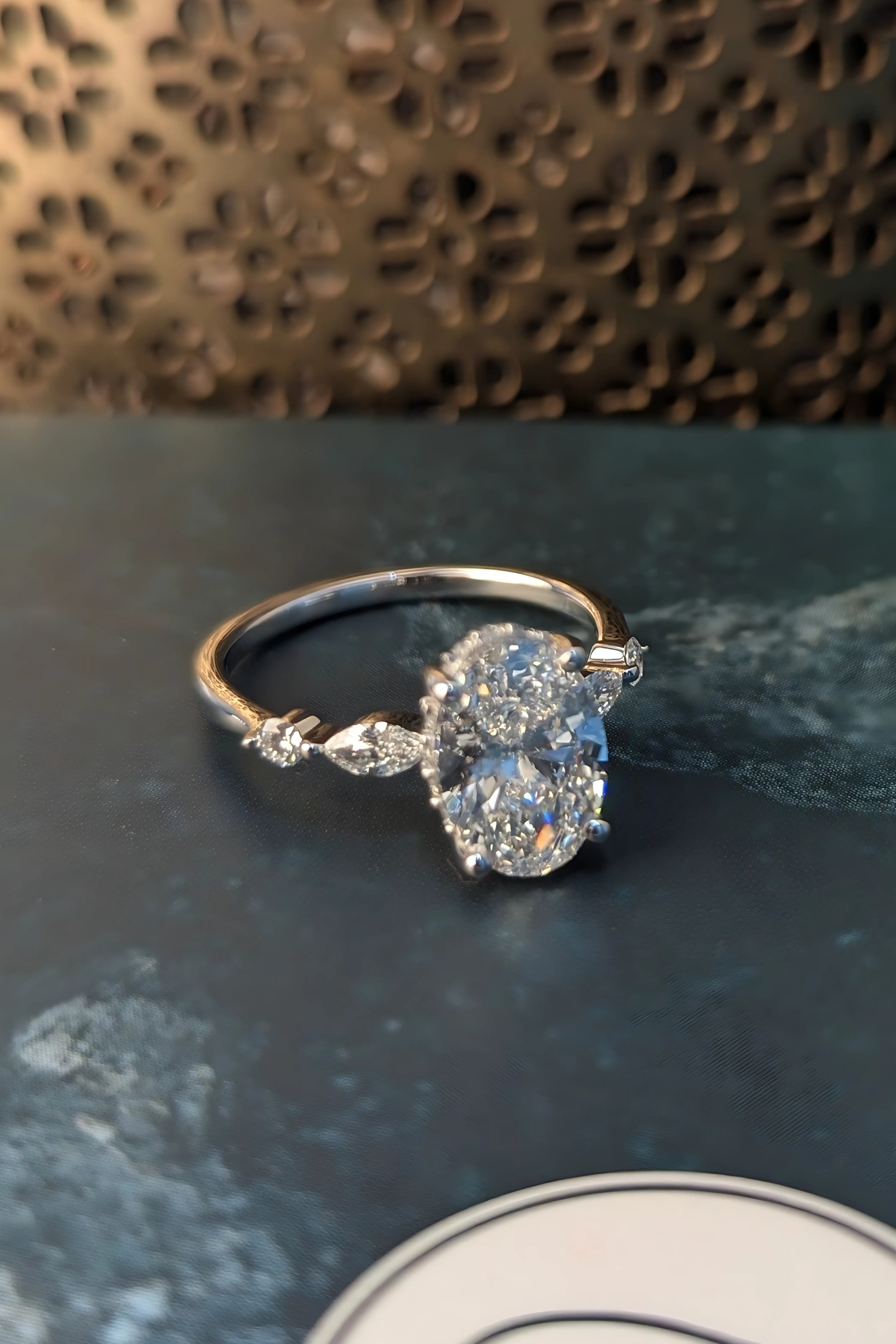 Luminous Grace Hidden Halo Oval Solitaire Pavé Ring