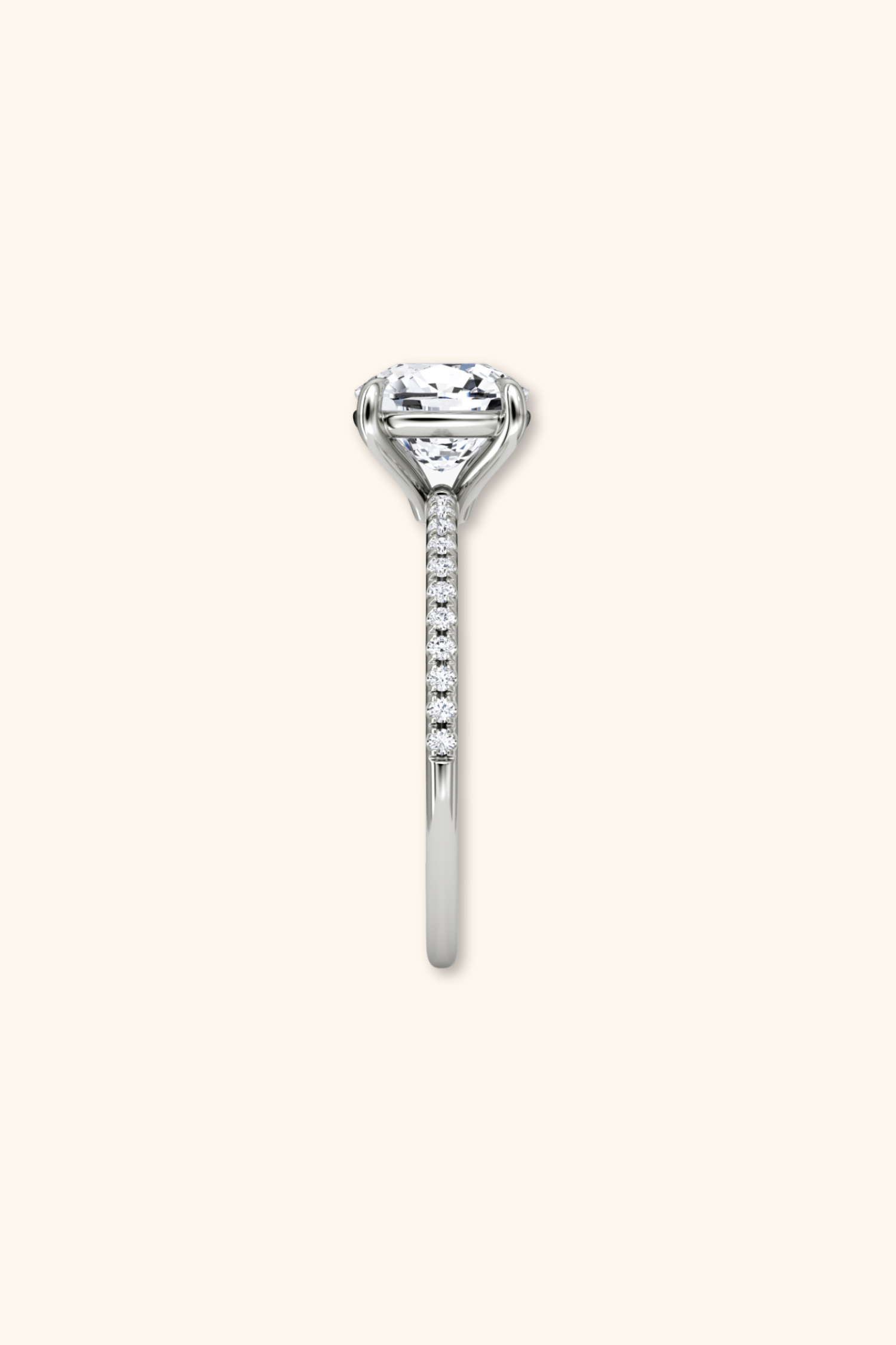 4 Prong Timeless Grace Pavé Ring with Cushion Solitaire