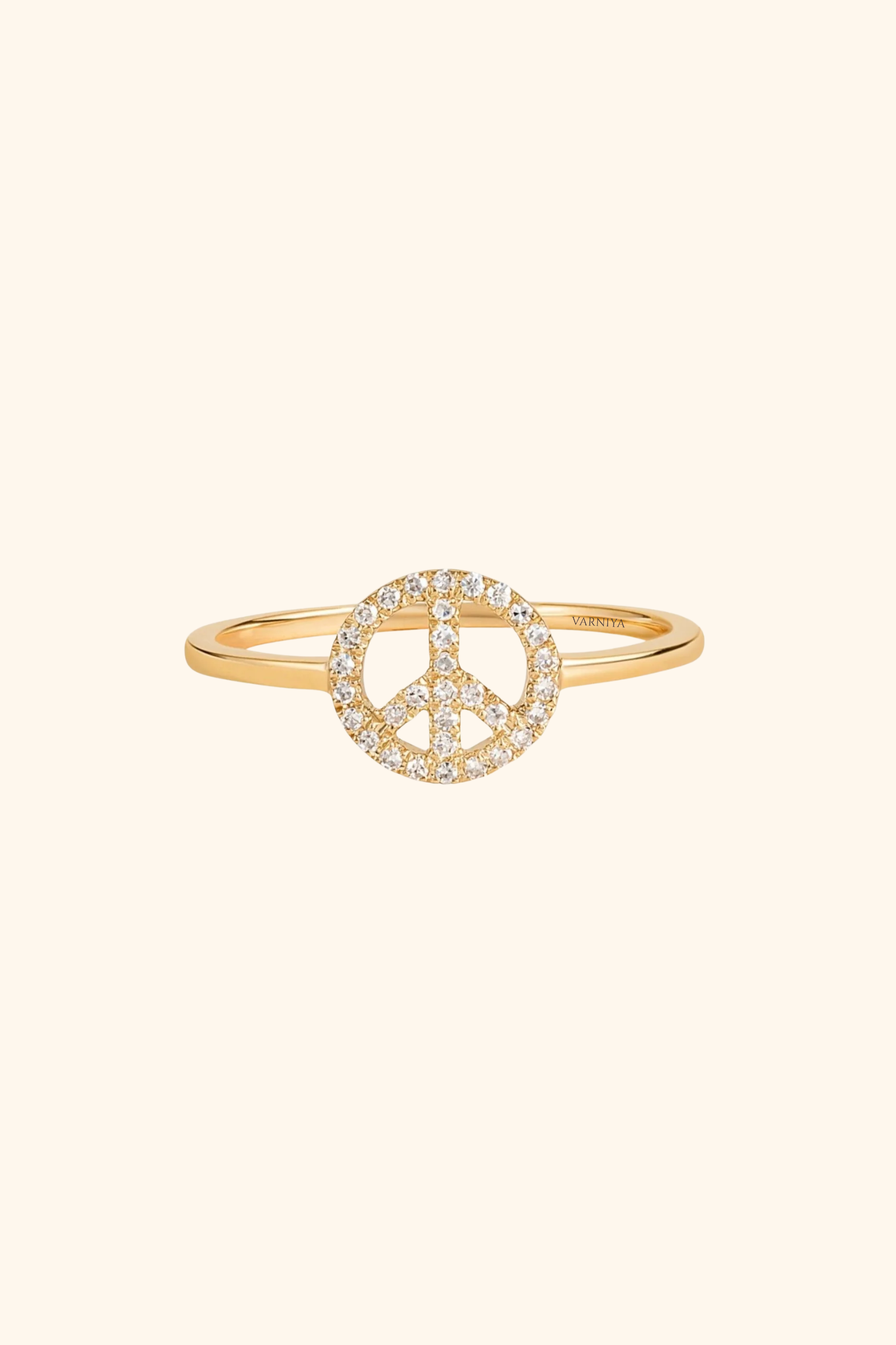 Small Diamond Open Peace Gold Ring