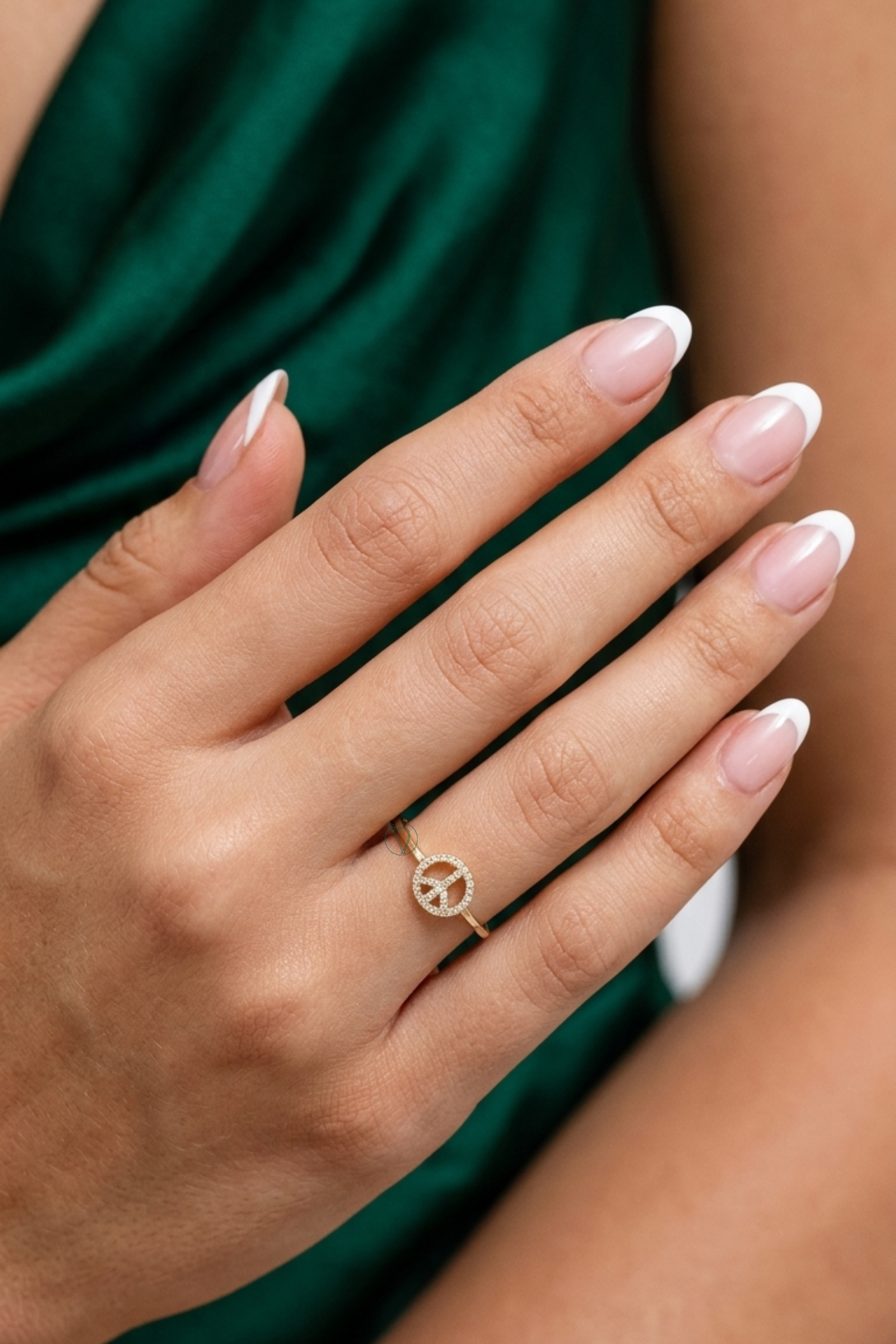 Small Diamond Open Peace Gold Ring