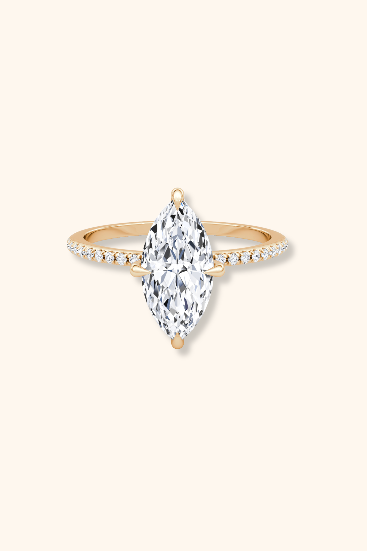 4 Prong Timeless Grace Pavé Ring with Marquise Solitaire